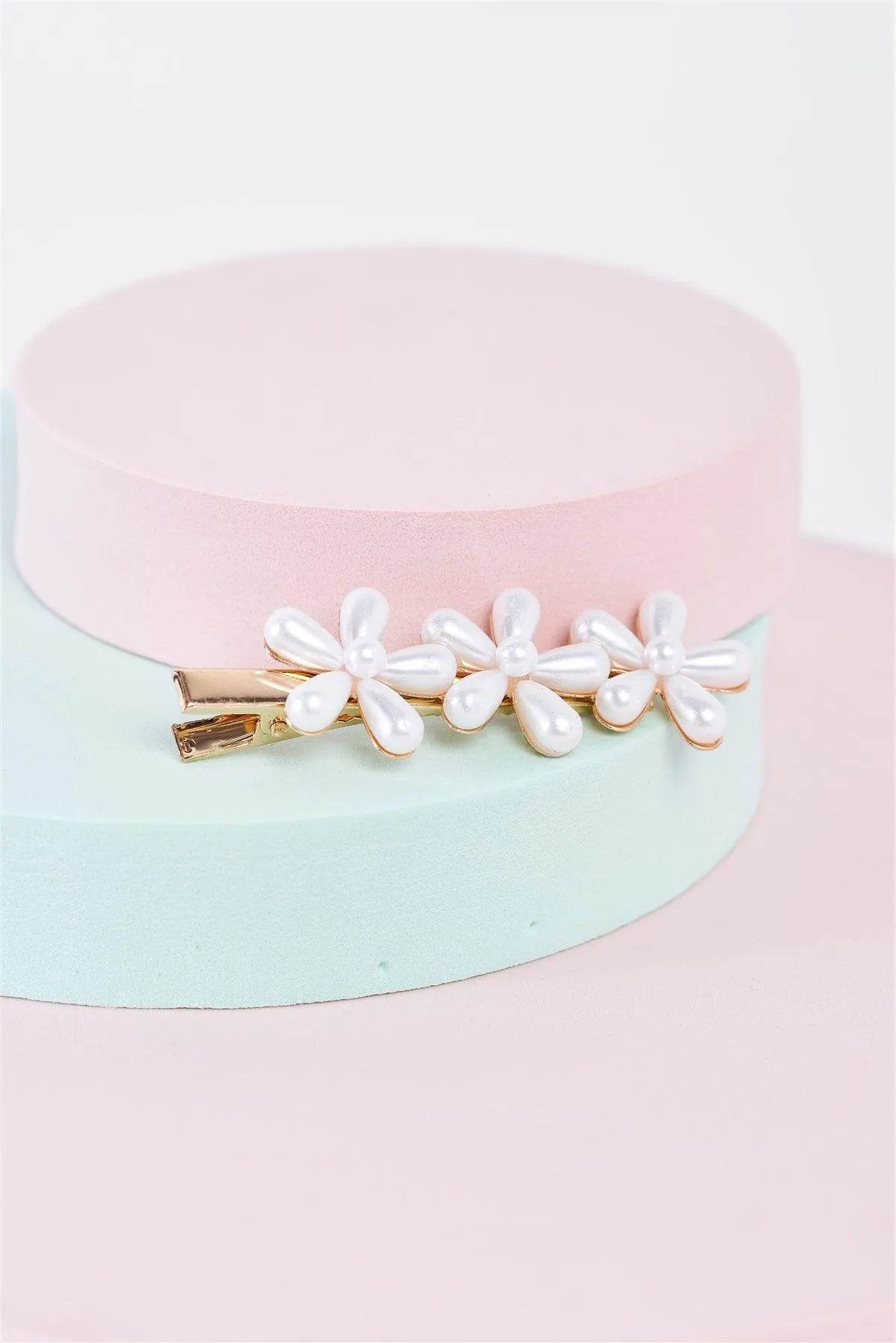 3pcs Gold Pearl Flower Alligator Hair Clip
