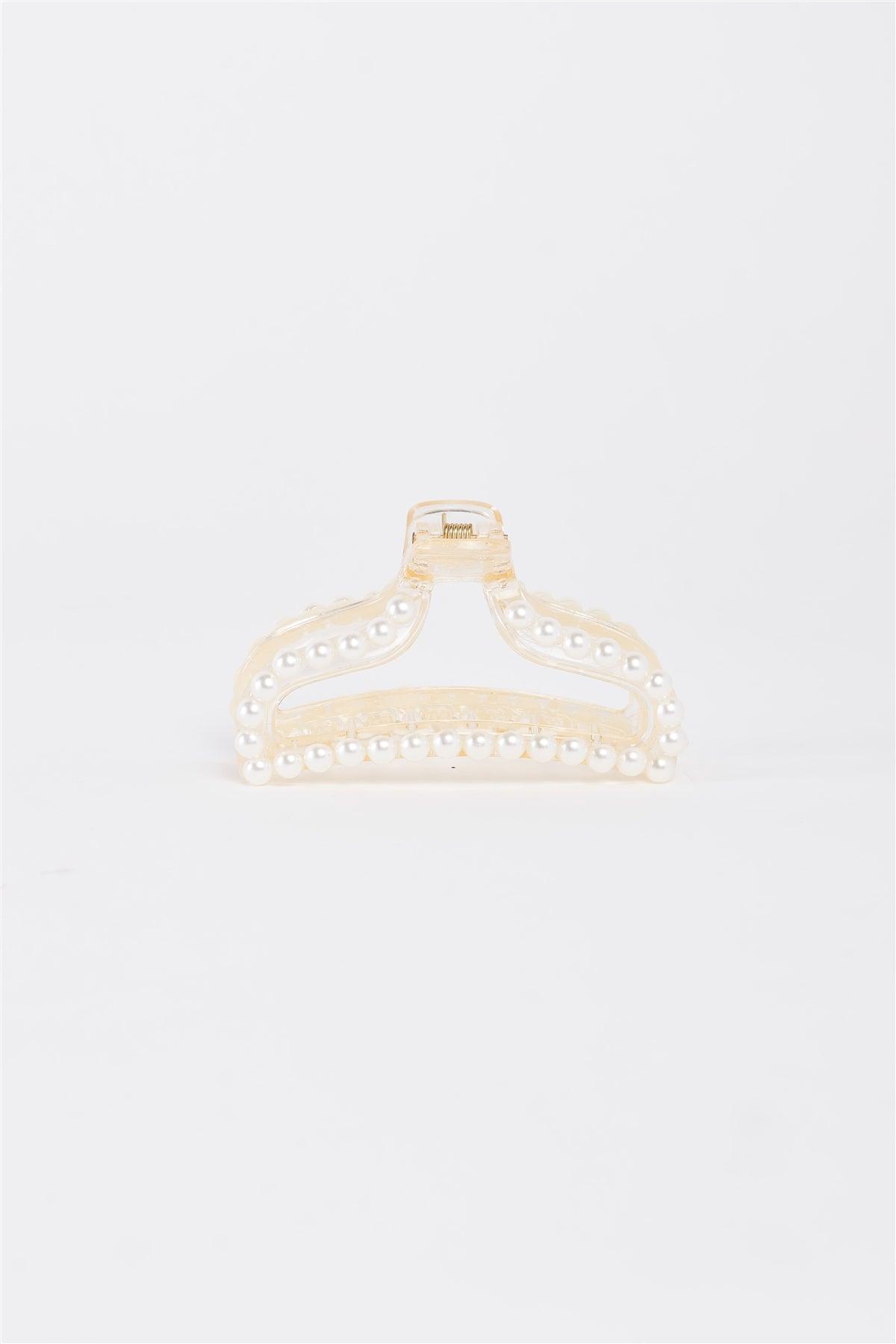 "Mermaid Tail" White & Pearl Large Hair Clip /3 Pieces