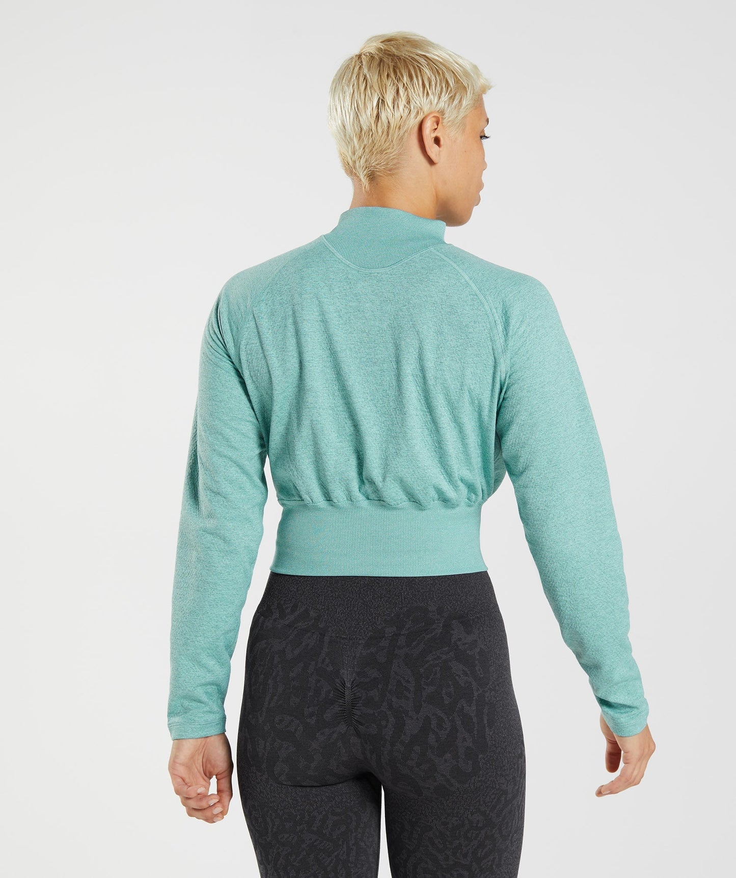 Gymshark 315 Long Sleeve Warmup Top - Pearl Blue/Winter Teal Marl