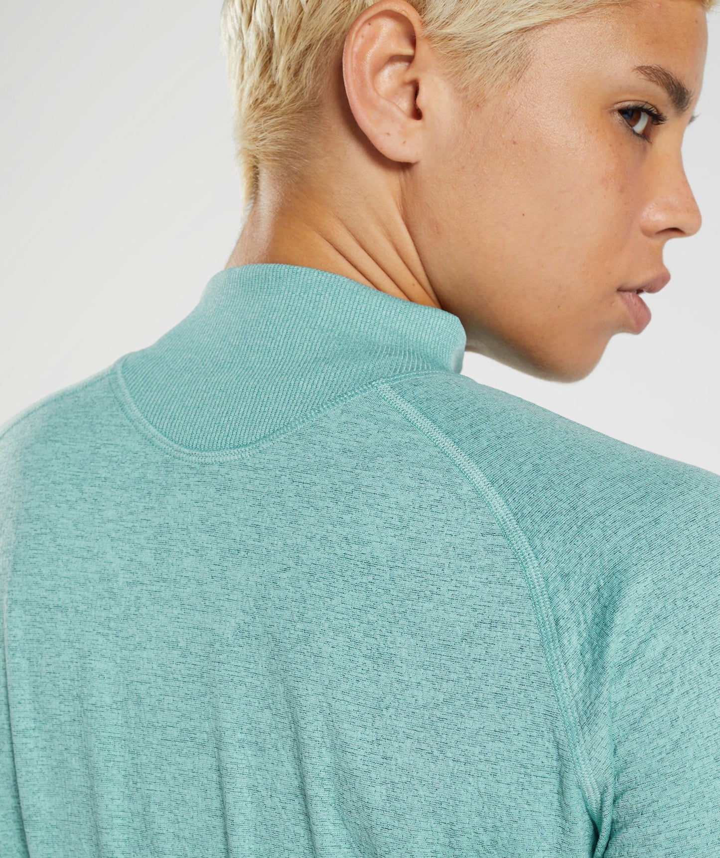 Gymshark 315 Long Sleeve Warmup Top - Pearl Blue/Winter Teal Marl