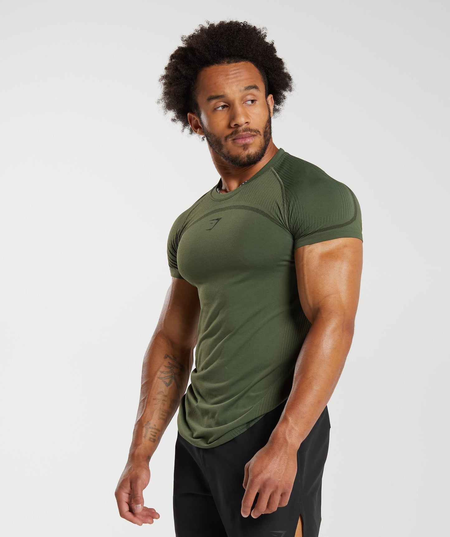 Gymshark 315 Seamless T-Shirt - Core Olive/Deep Olive Green