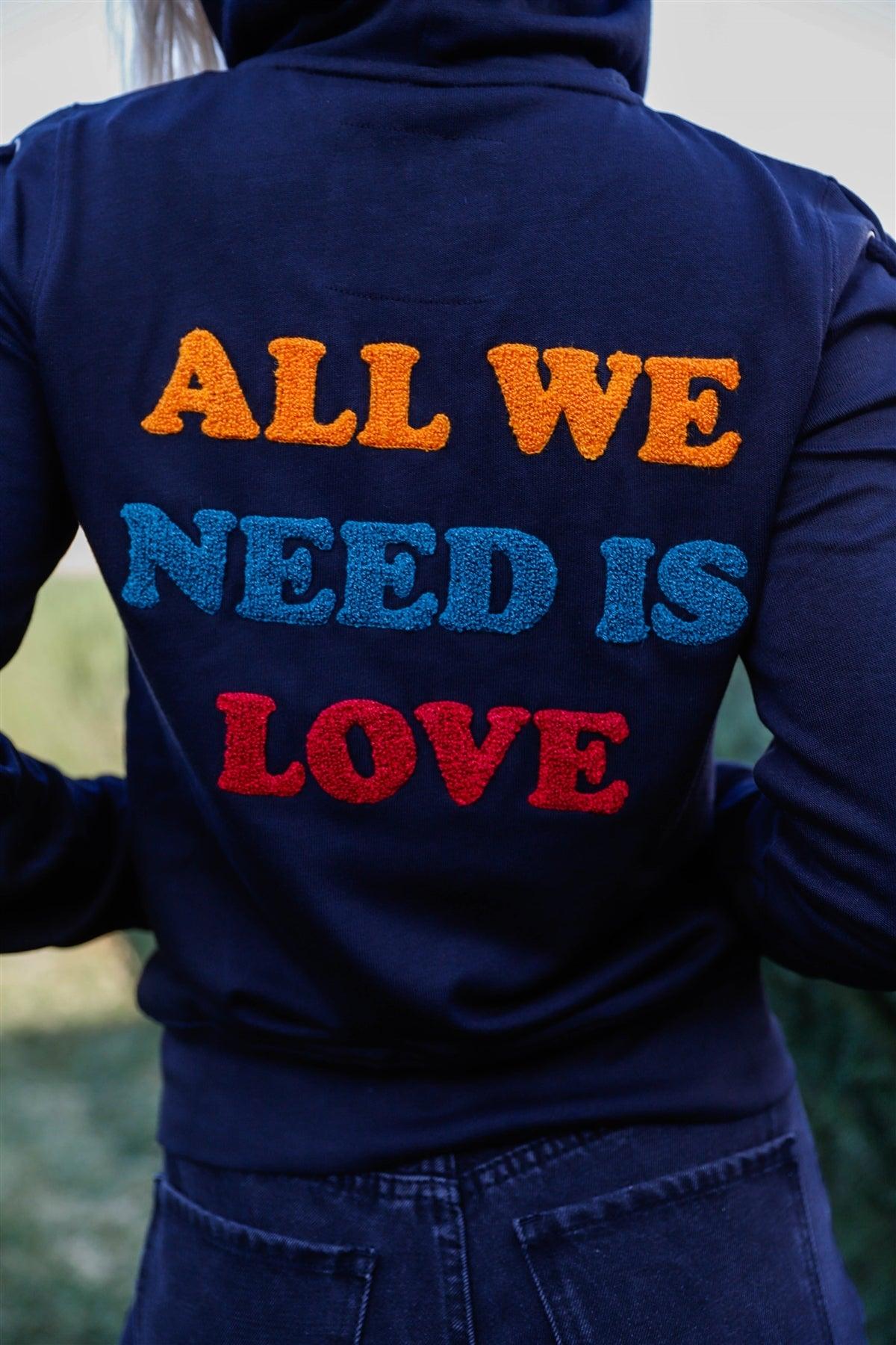 Testing All We Need Is Love" Zip-Up Hooded Sweatshirt