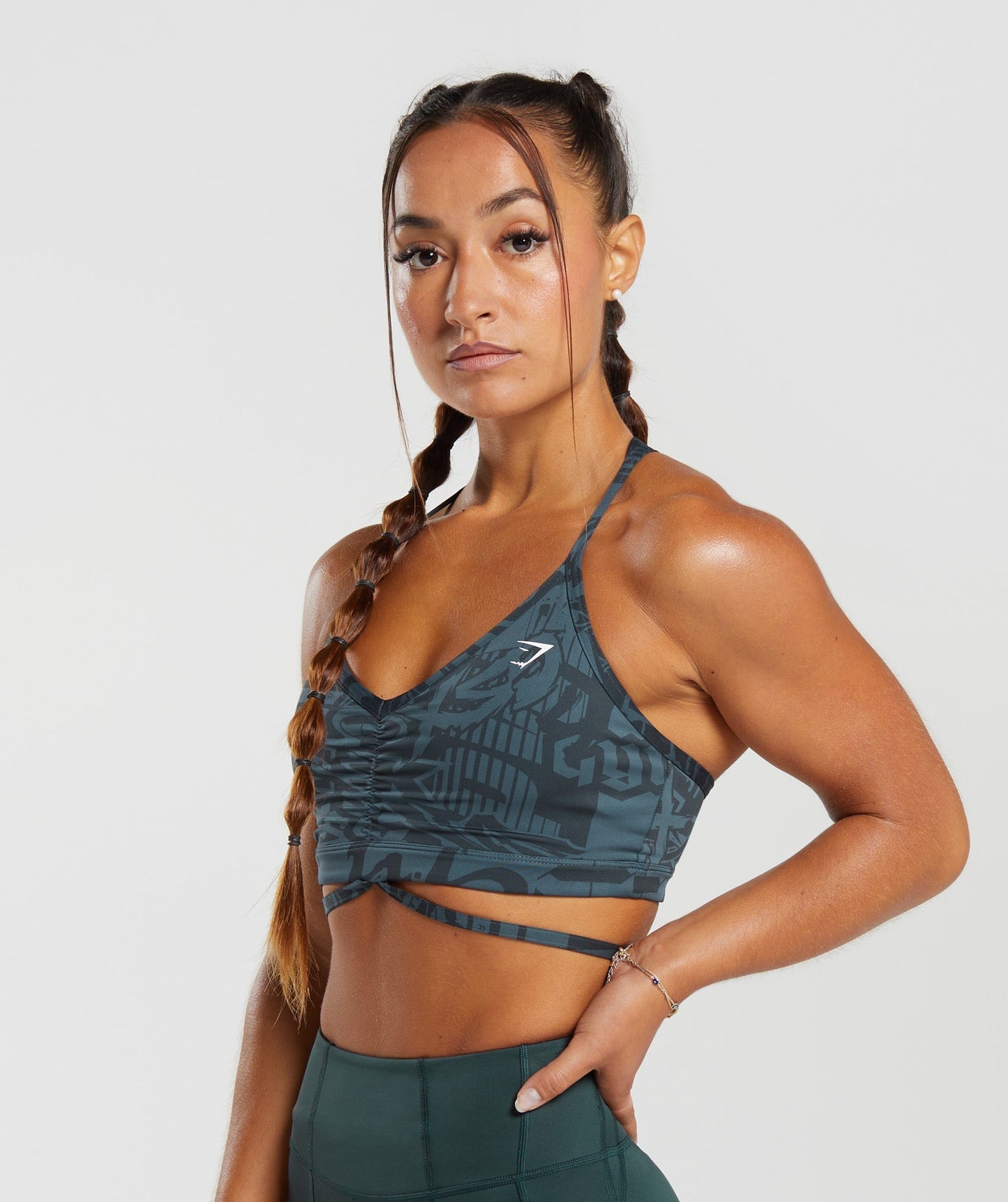 GS Power Strappy Sports Bra - Smokey Teal