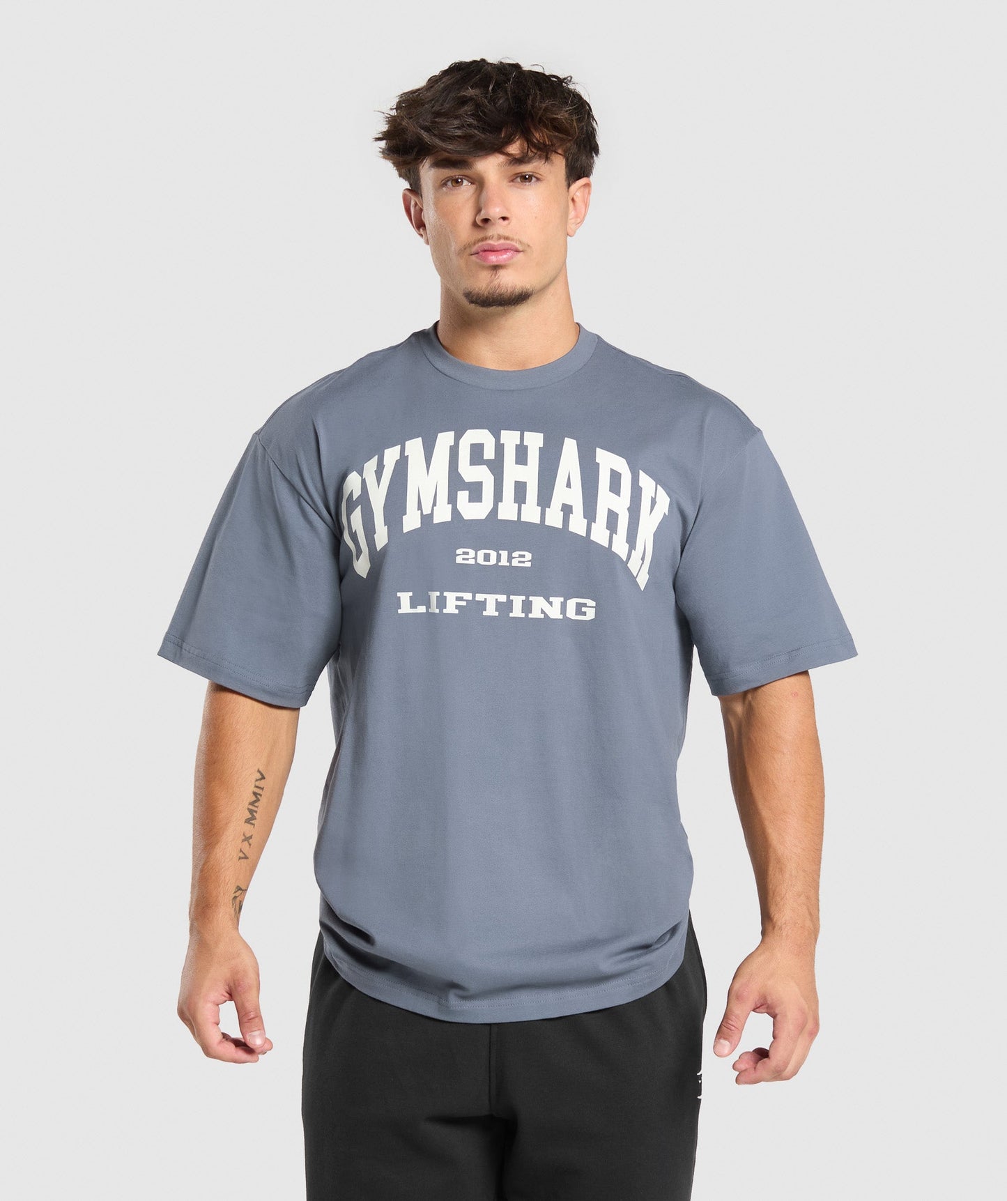 Gymshark 2012 Lifting Oversized T-Shirt - Iron Blue