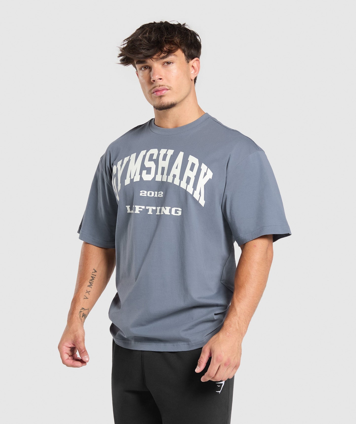 Gymshark 2012 Lifting Oversized T-Shirt - Iron Blue