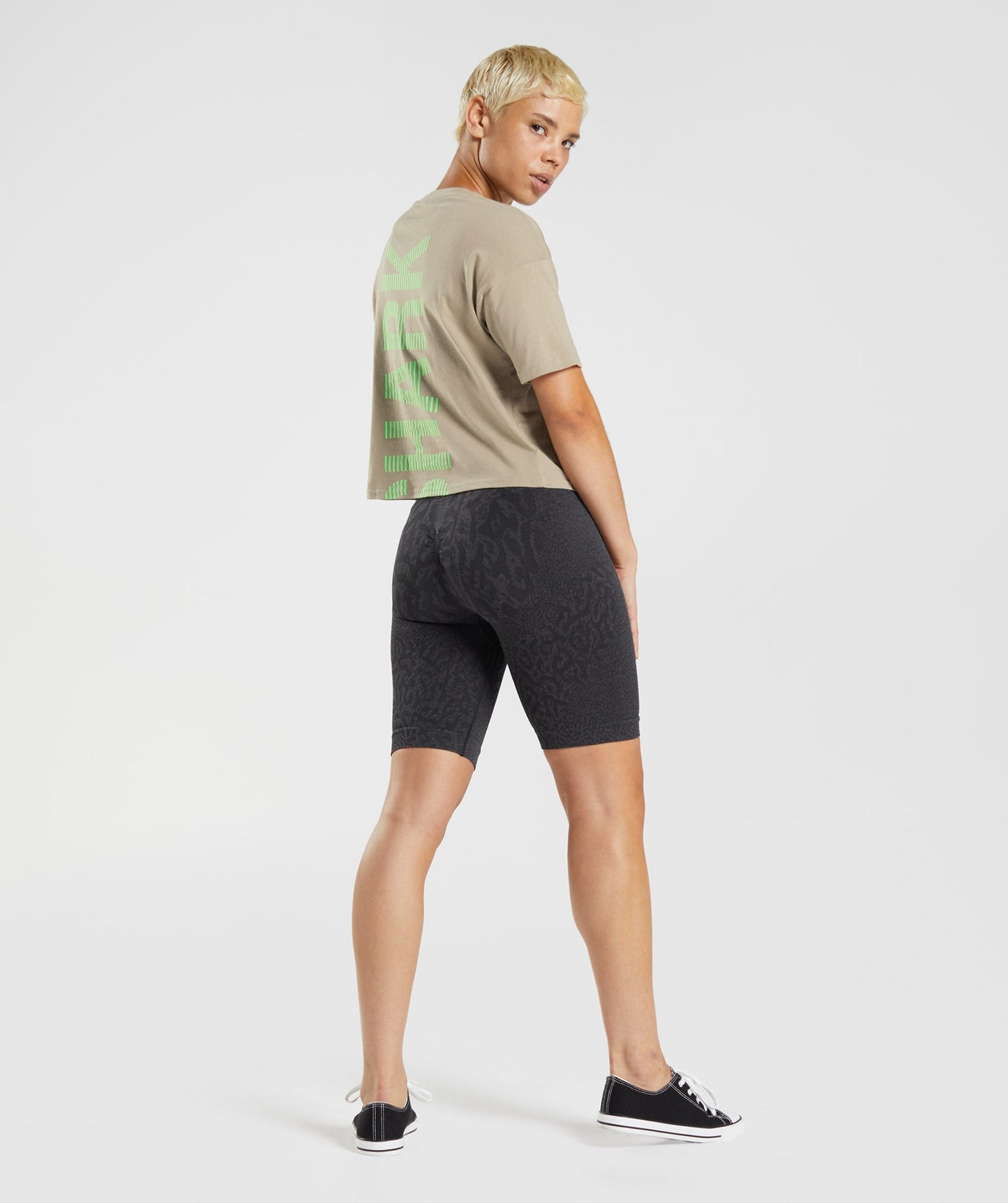 Gymshark 315 Midi T-Shirt - Cement Brown/Fluo Lime