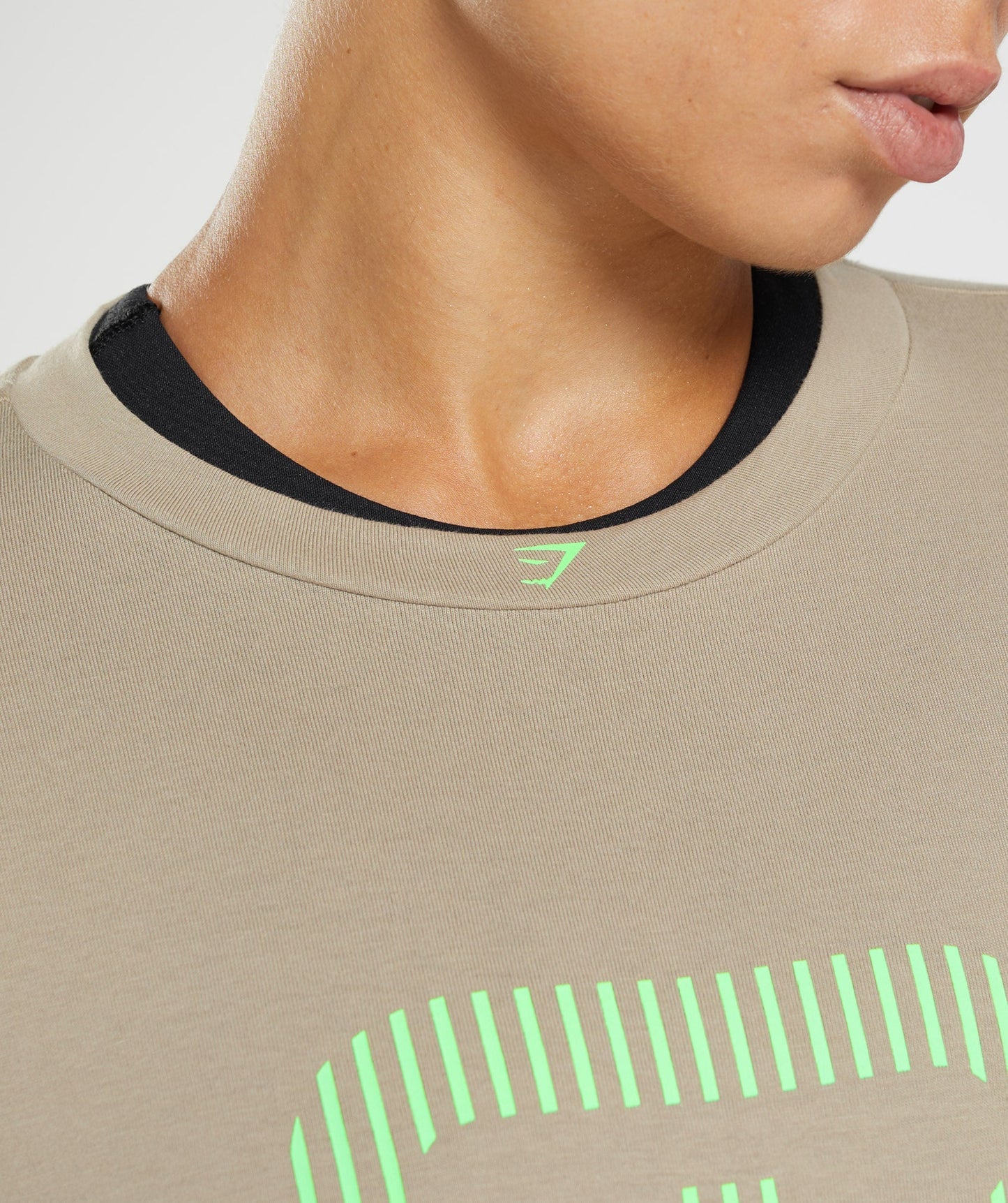 Gymshark 315 Midi T-Shirt - Cement Brown/Fluo Lime