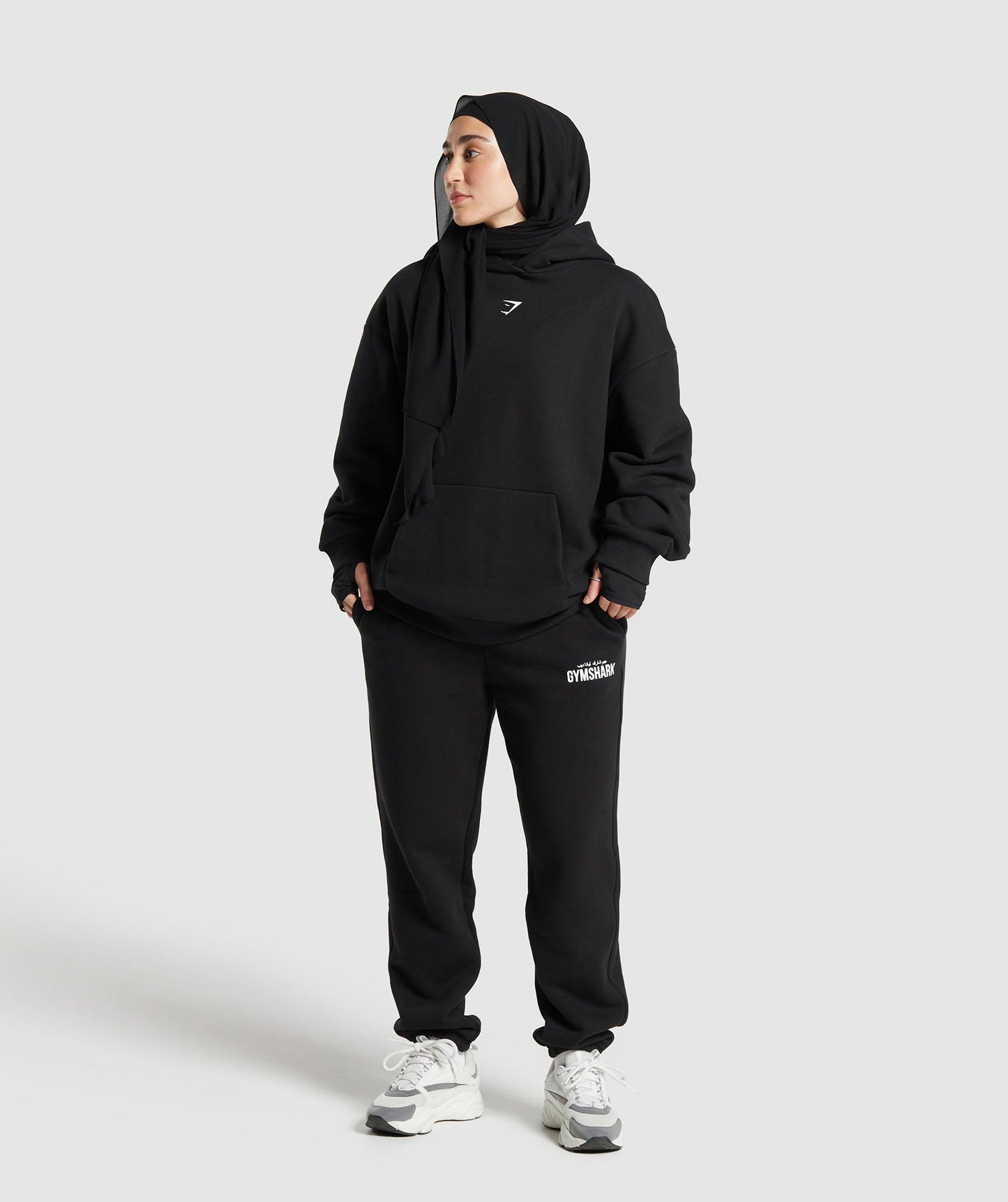 GS X Leana Deeb Oversized Graphic Hoodie - Black