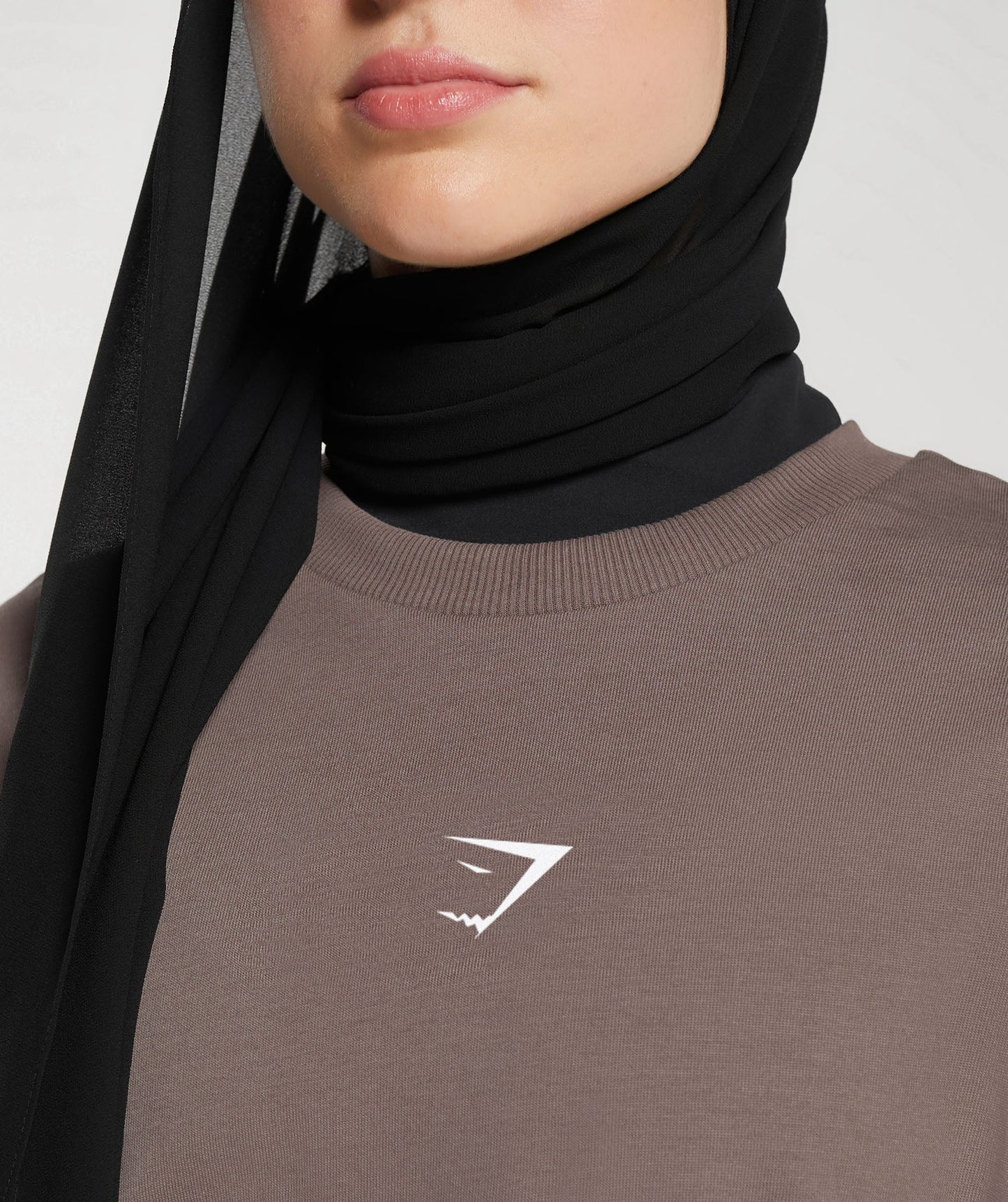 GS X Leana Deeb Graphic Oversized Long Sleeve Top - Dusty Brown