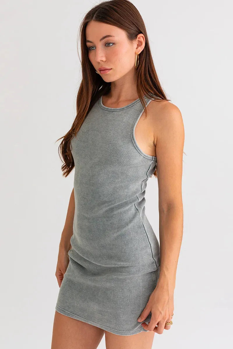 Binding Tank Washed Rib Mini Dress