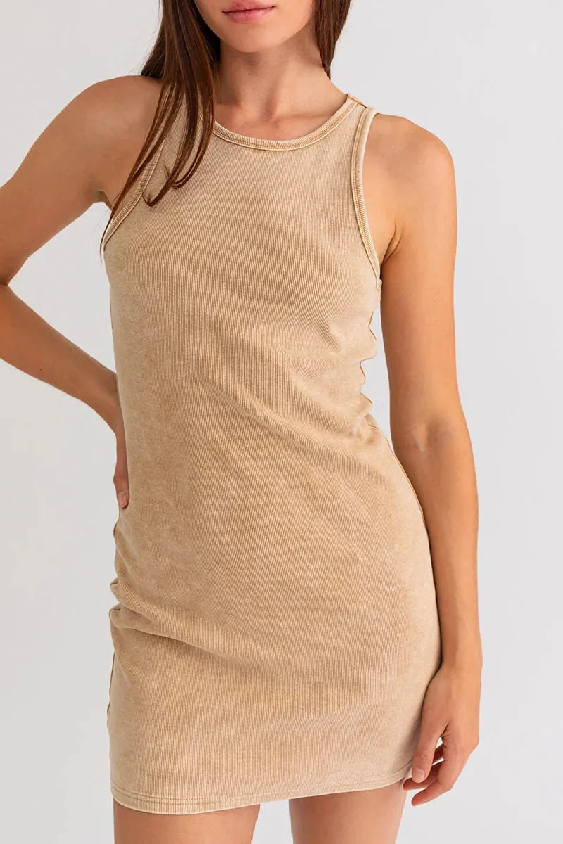 Binding Tank Washed Rib Mini Dress