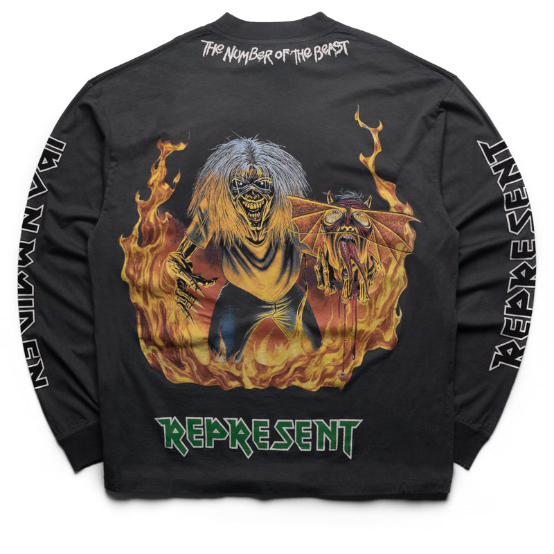 Iron Maiden x Represent Number Of The Beast L/S Tee - Sunfade Grey