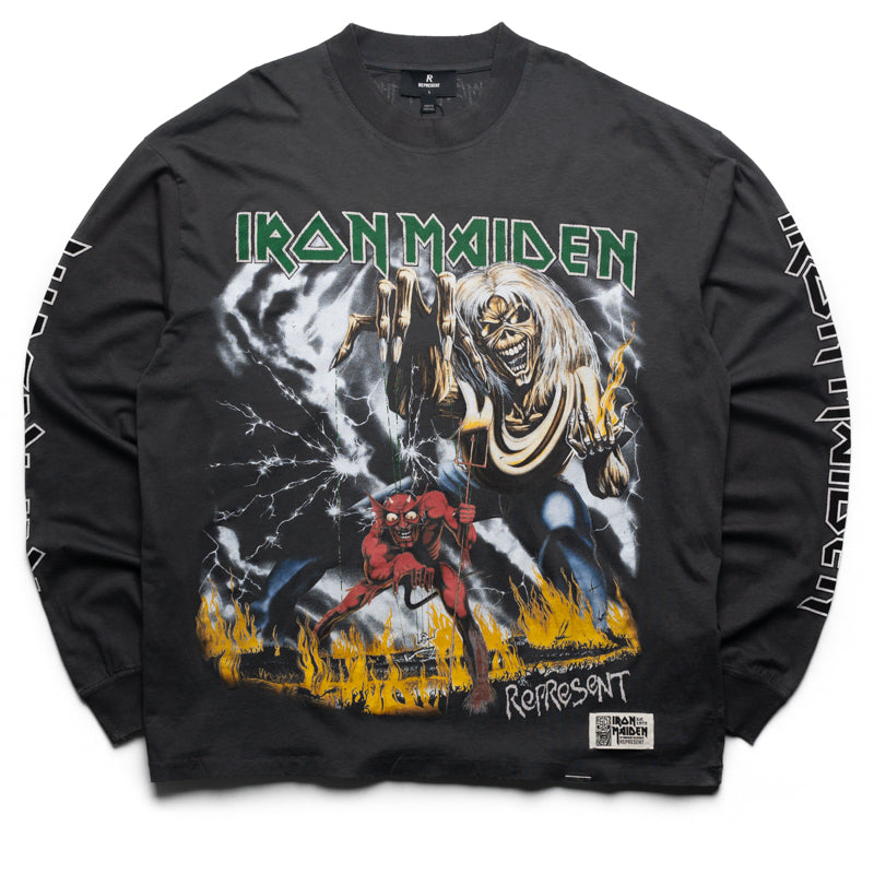 Iron Maiden x Represent Number Of The Beast L/S Tee - Sunfade Grey