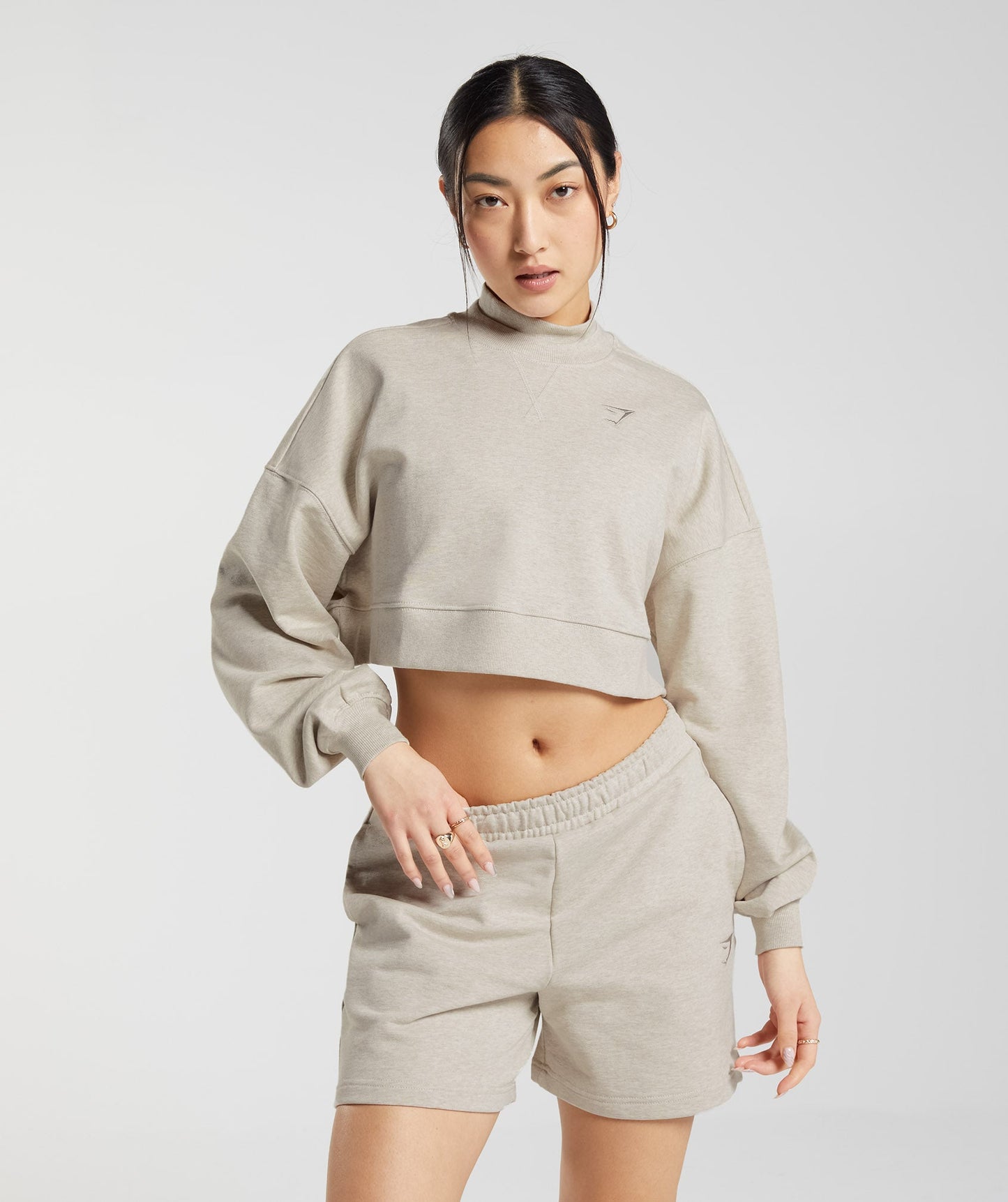 DNU Gymshark Rest Day Sweats Cropped Pullover - Sand Marl