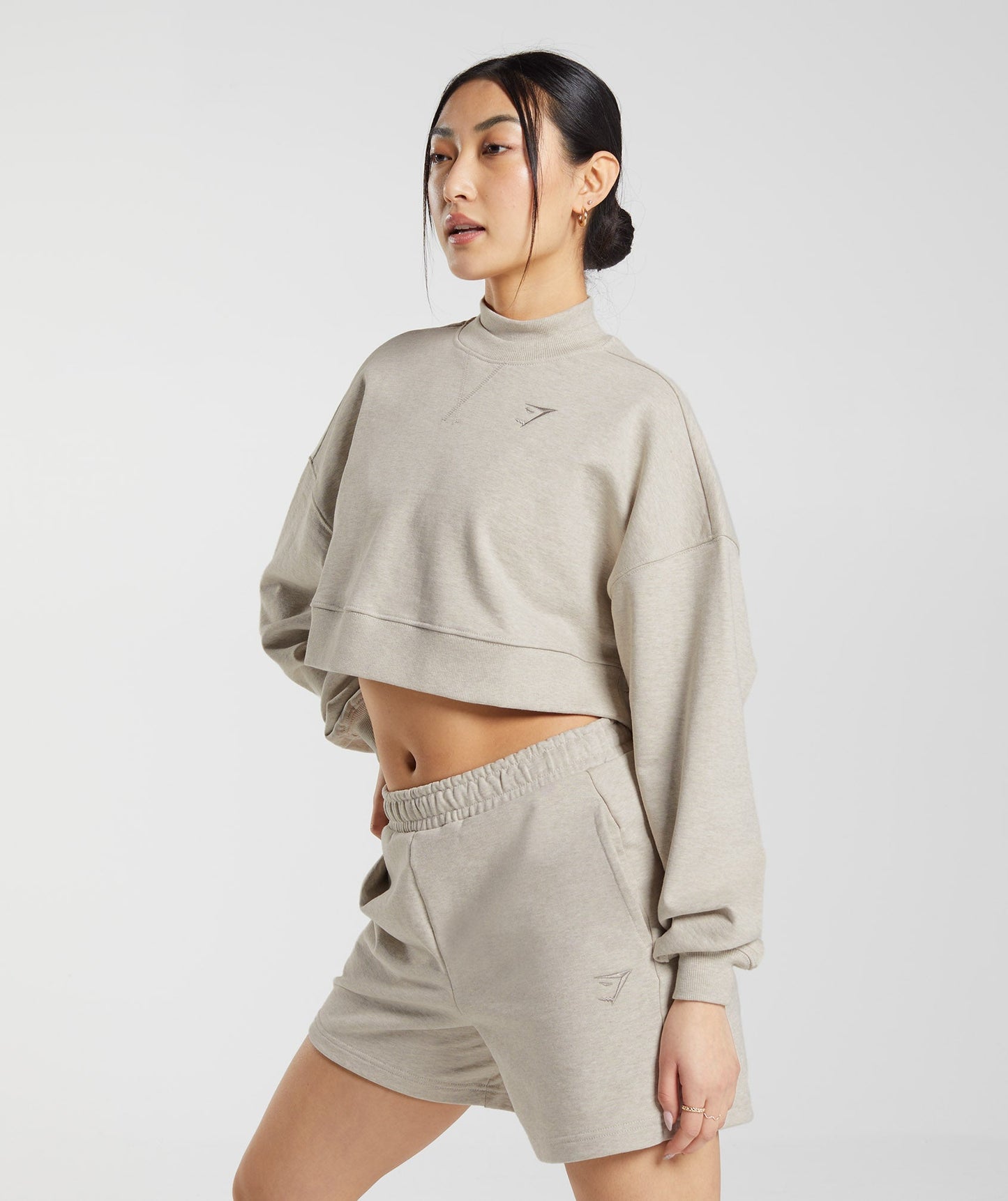 DNU Gymshark Rest Day Sweats Cropped Pullover - Sand Marl