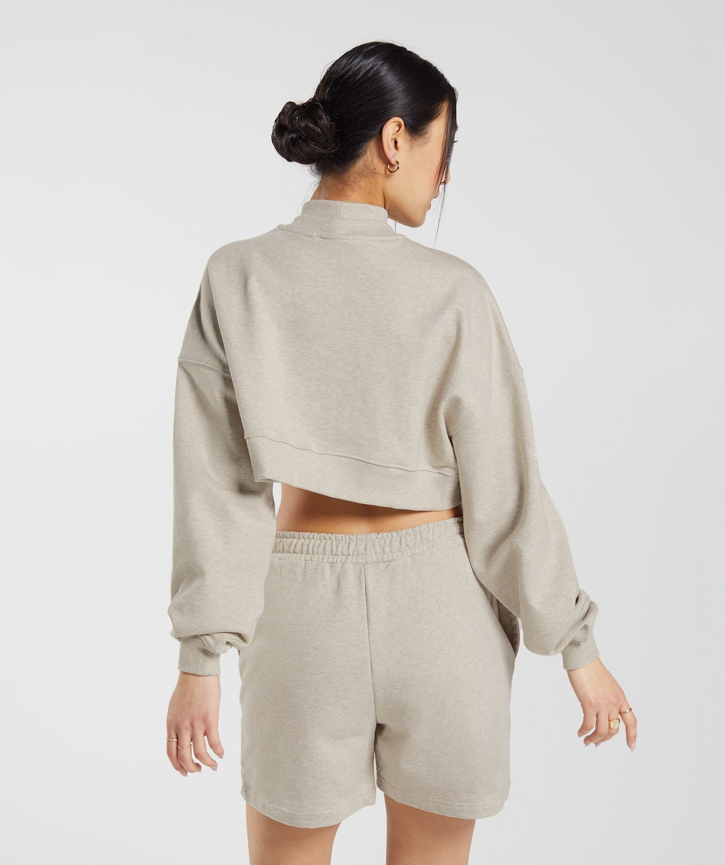 DNU Gymshark Rest Day Sweats Cropped Pullover - Sand Marl
