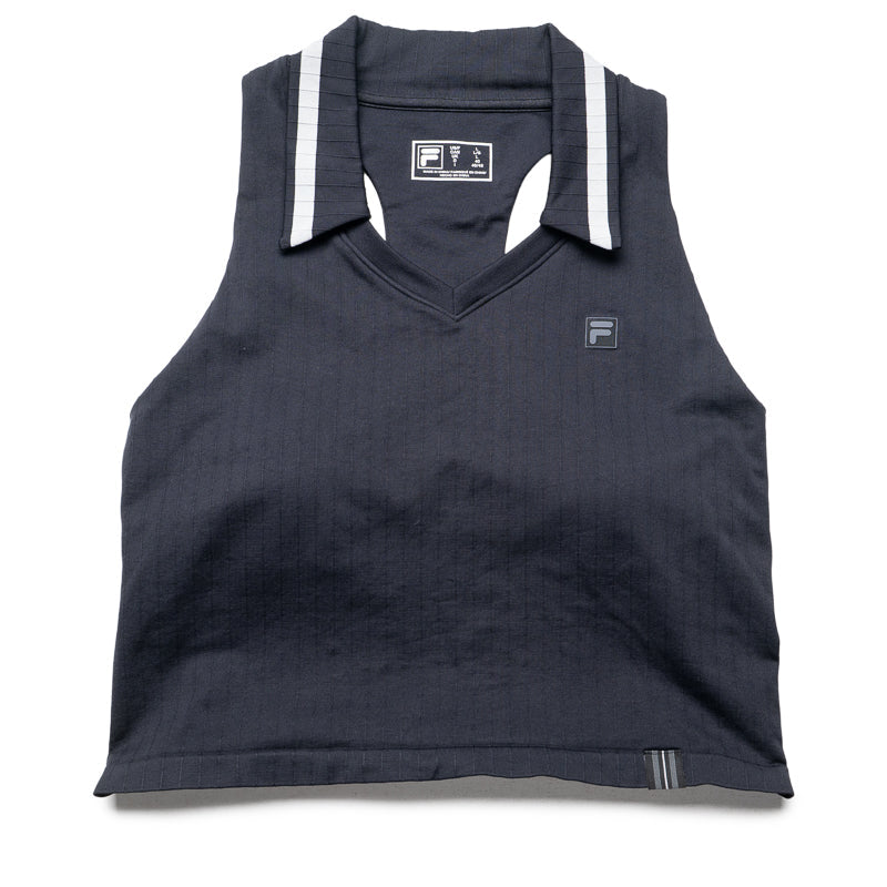 Women's FILA Challenger Seamless Polo Tank - Black/Gardenia