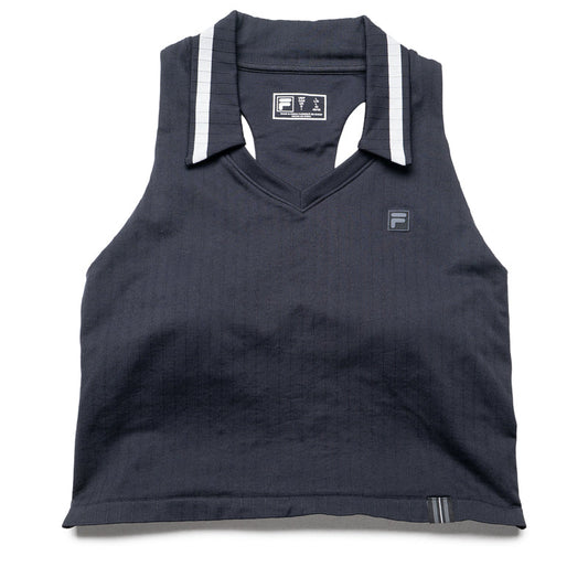 Women's FILA Challenger Seamless Polo Tank - Black/Gardenia