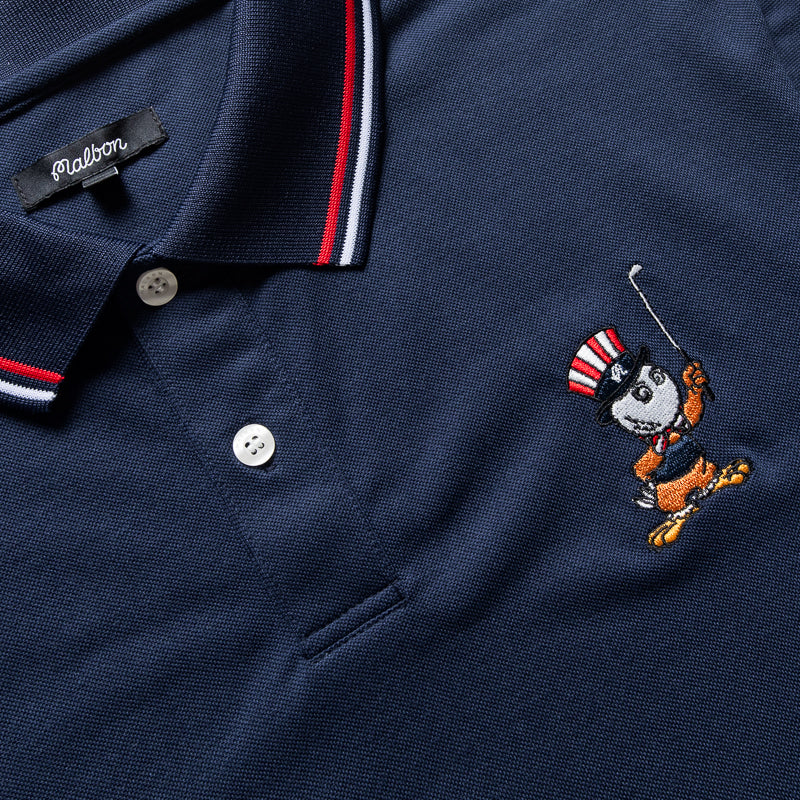 Malbon Golf  Eagle Buckets Performance Pique Polo - Navy