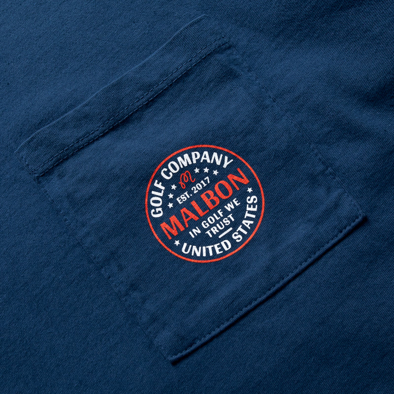 Malbon Golf Eagle Buckets Pocket Tee - Navy