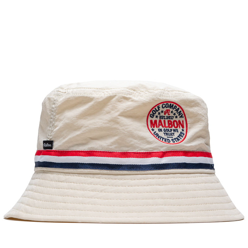 Malbon Golf In Golf We Trust Nylon Bucket Hat - Natural