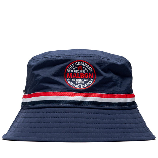 Malbon Golf In Golf We Trust Nylon Bucket Hat - Navy