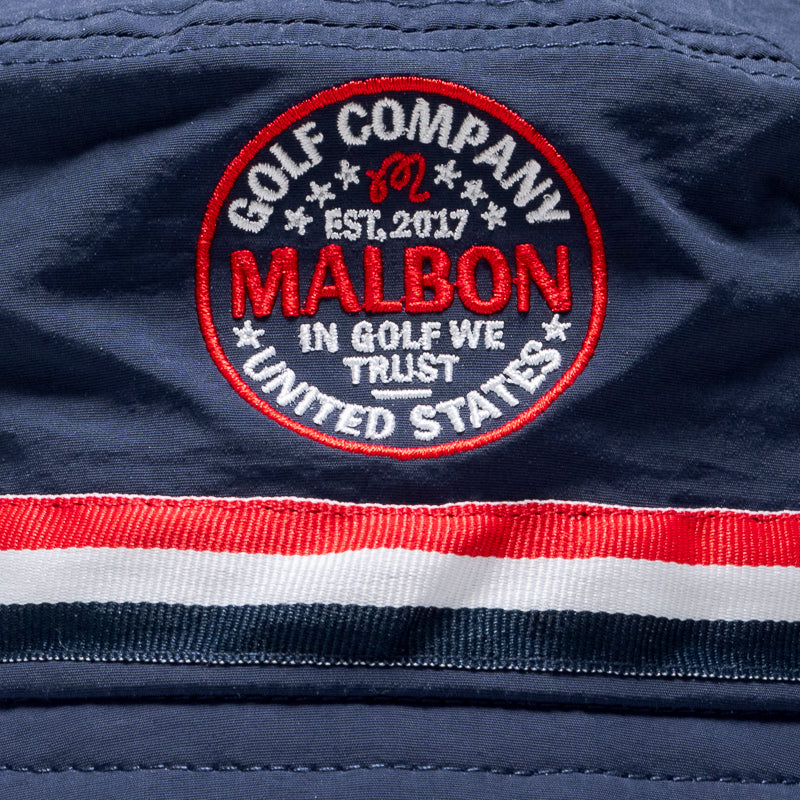Malbon Golf In Golf We Trust Nylon Bucket Hat - Navy