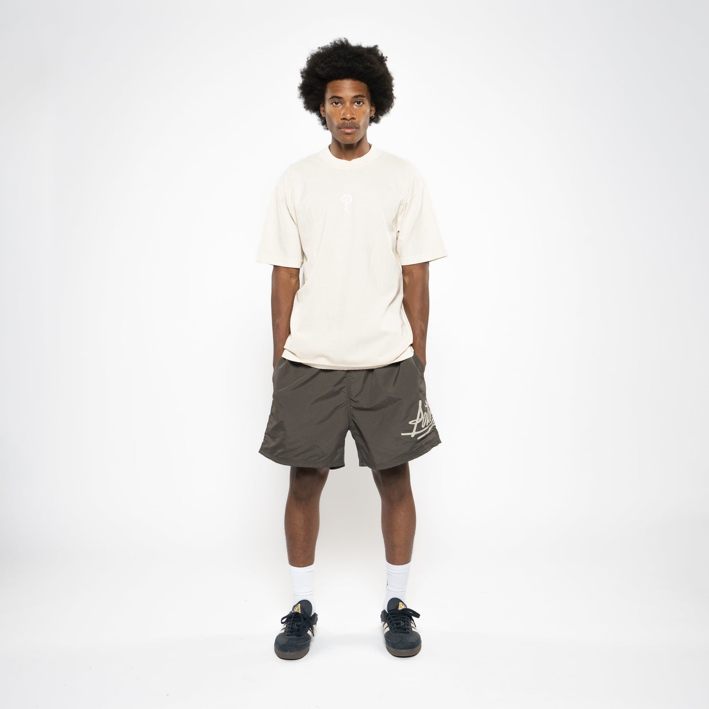 Politics Center P Logo Tee - Creme