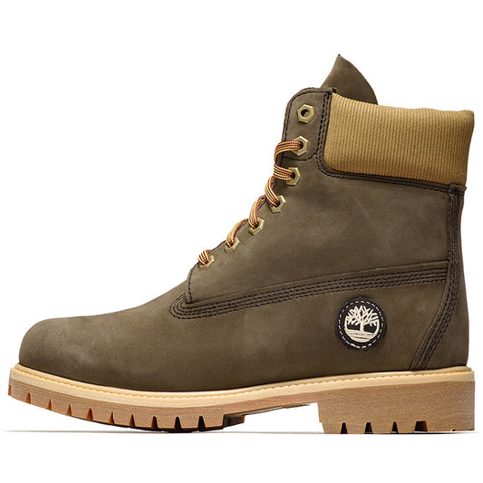 Timberland Premium 6" Lace Up Waterproof Boot - Dark Brown/Nubuck Olive