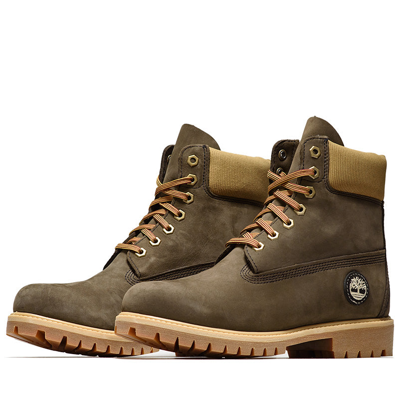 Timberland Premium 6" Lace Up Waterproof Boot - Dark Brown/Nubuck Olive