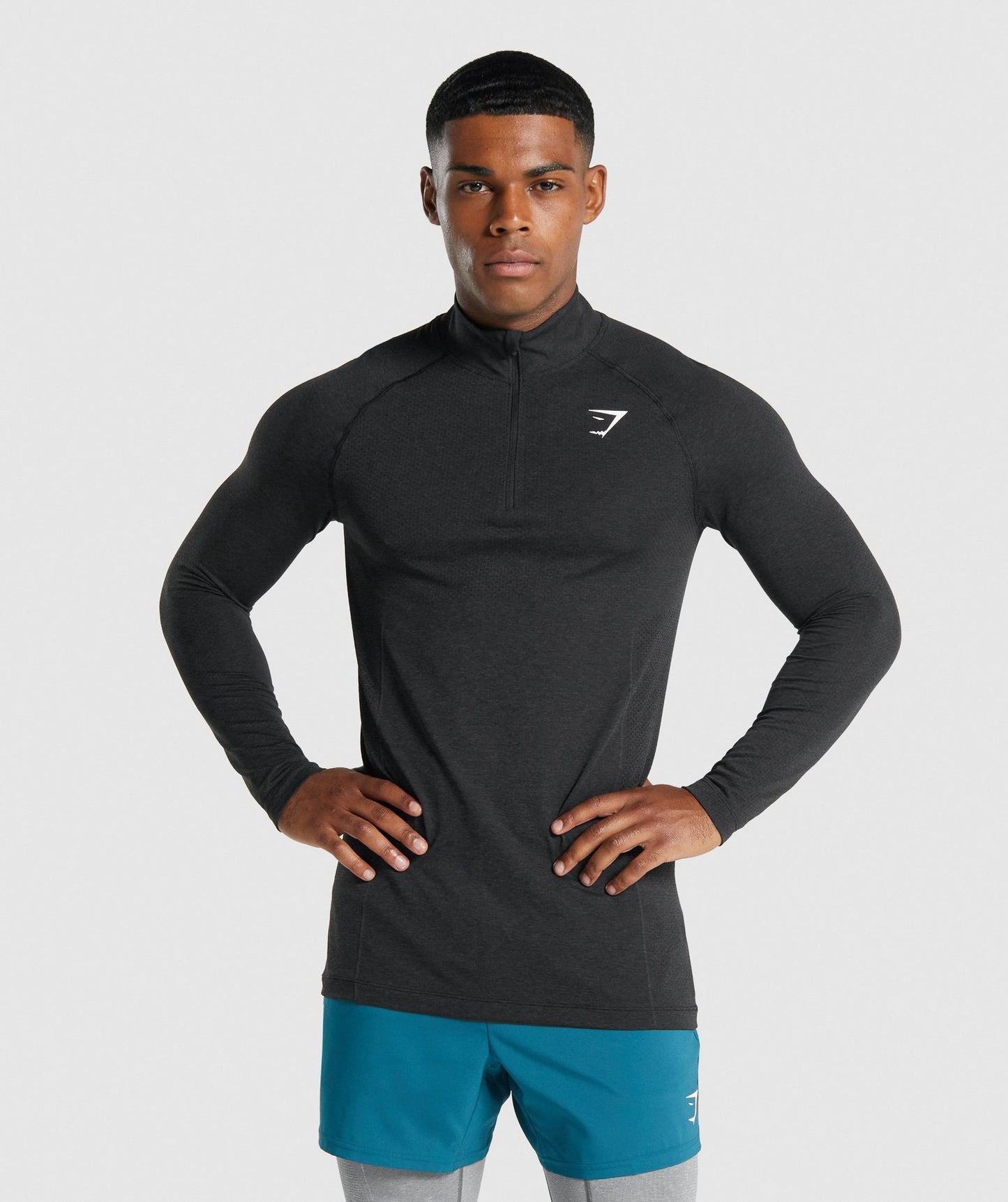 Gymshark Vital Light 1/4 Zip - Black Marl