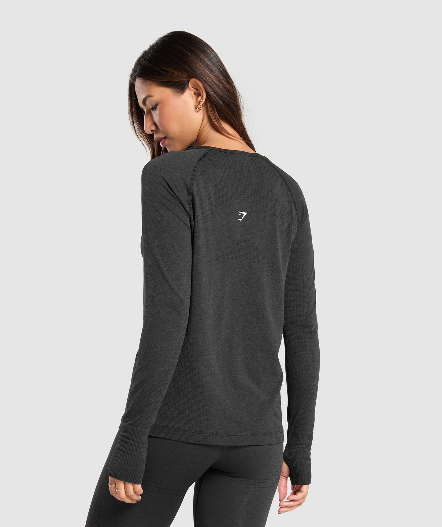 Gymshark Vital Seamless 2.0 Light Long Sleeve Top - Black Marl