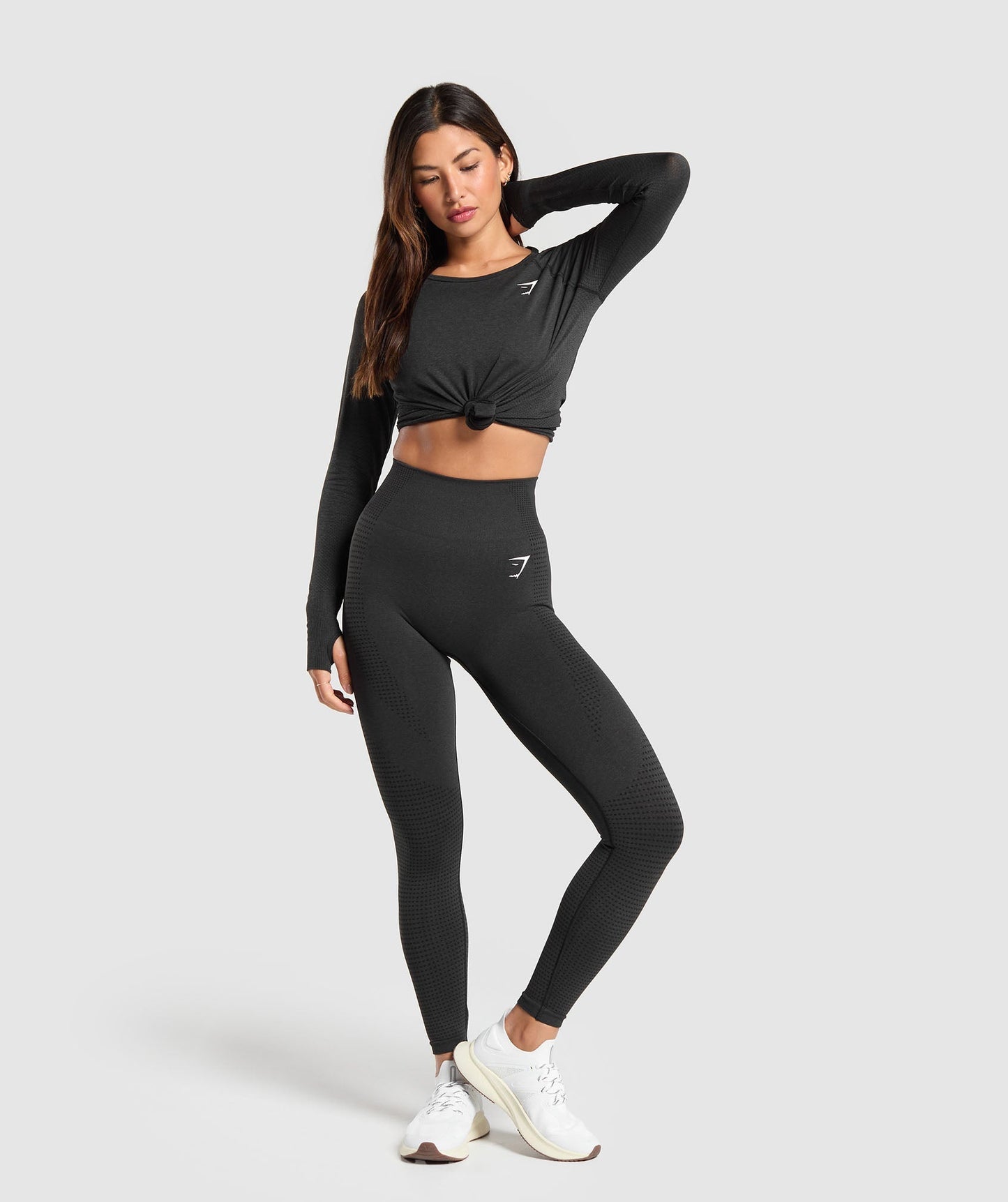 Gymshark Vital Seamless 2.0 Light Long Sleeve Top - Black Marl