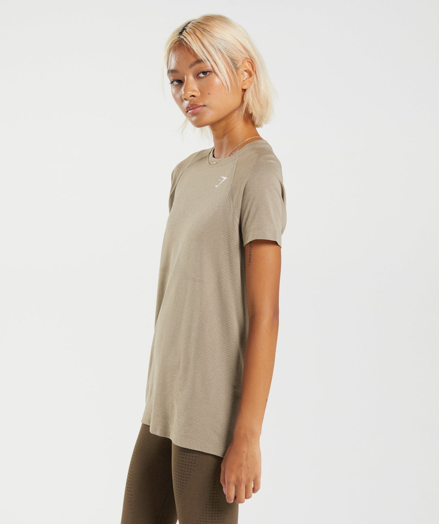 Gymshark Vital Seamless 2.0 Light T-Shirt - Vanilla Brown Marl
