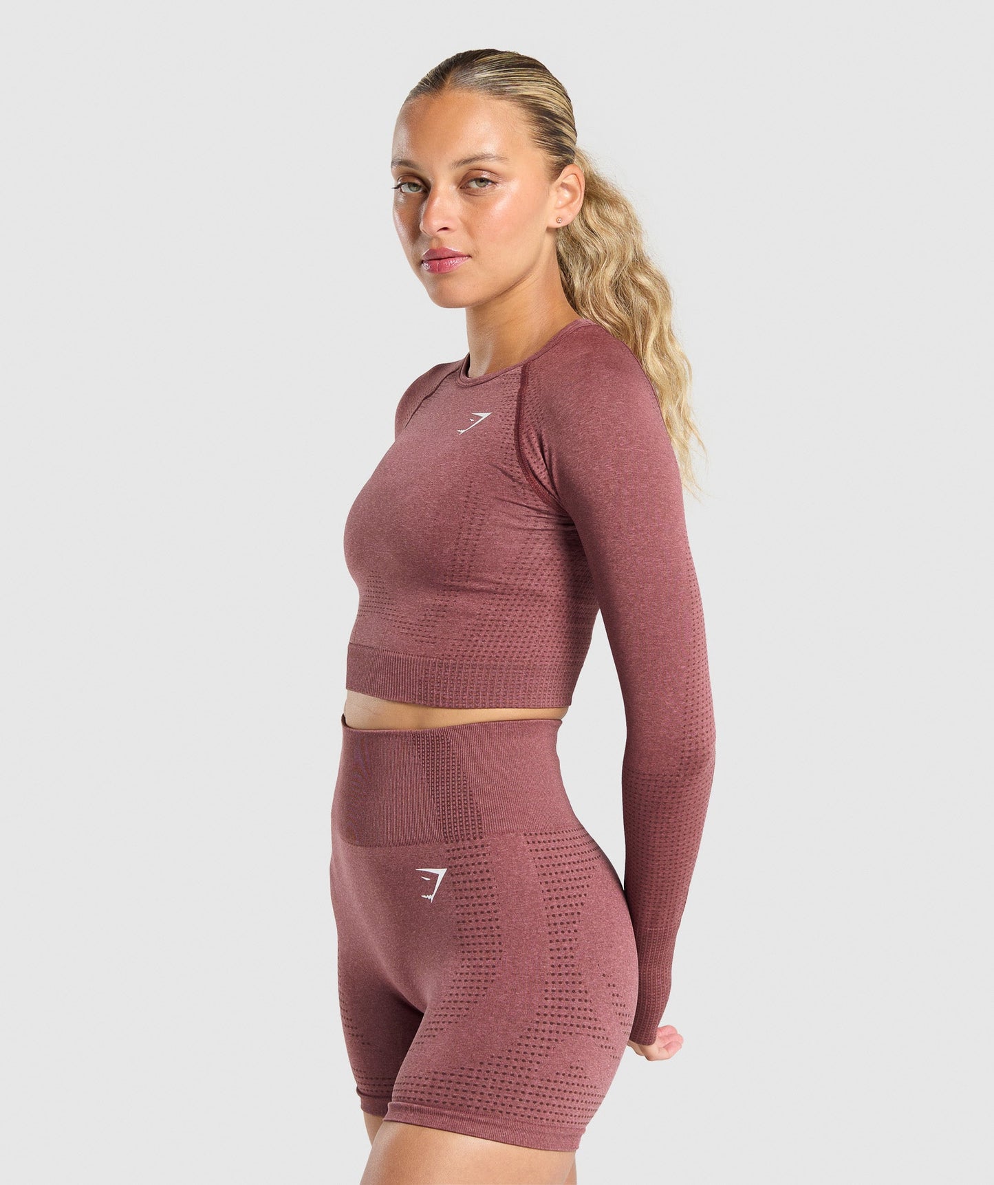 Gymshark Vital Seamless Crop Top - Burgundy Pink /Marl