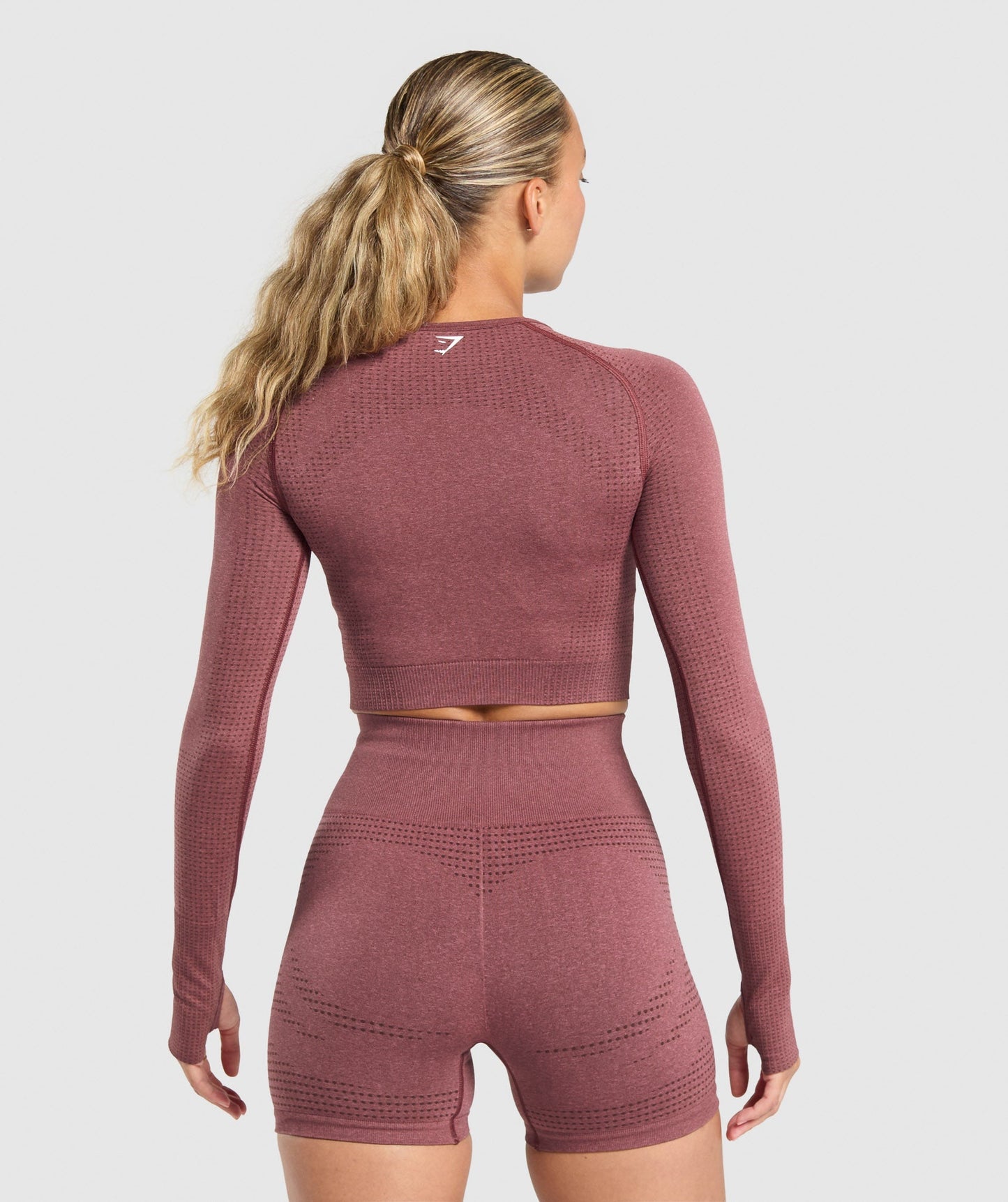 Gymshark Vital Seamless Crop Top - Burgundy Pink /Marl