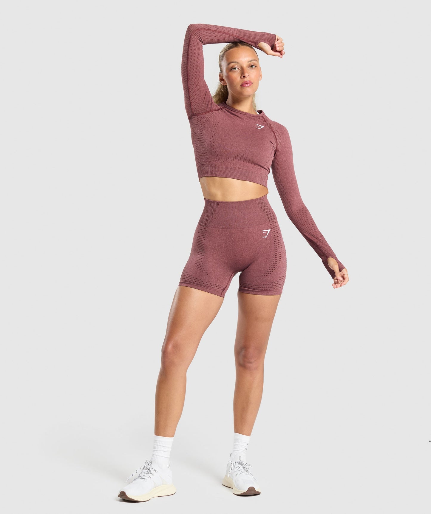 Gymshark Vital Seamless Crop Top - Burgundy Pink /Marl