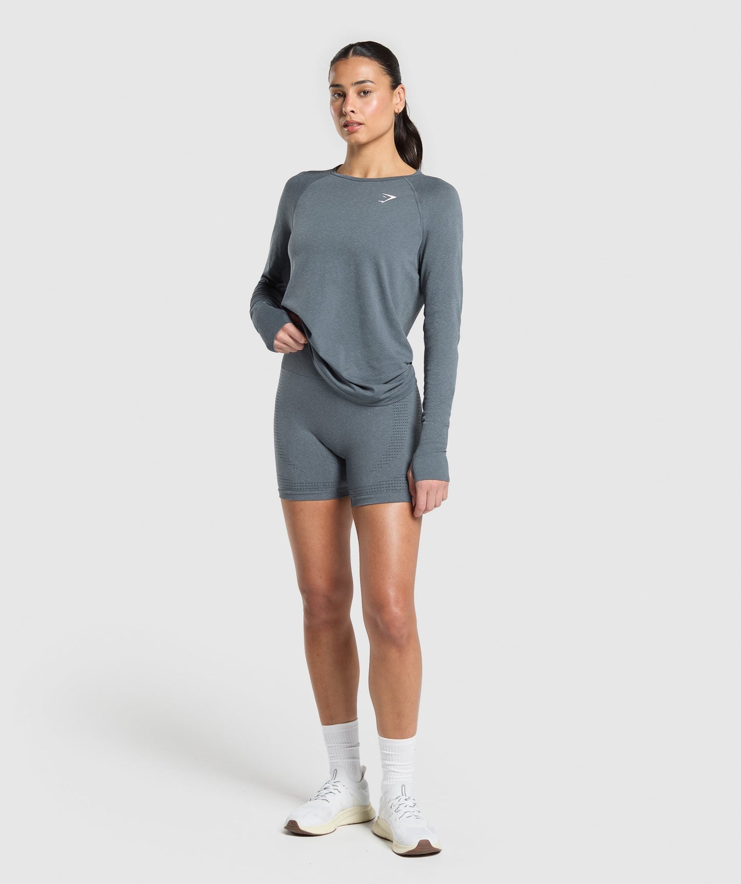 Gymshark Vital Seamless 2.0 Light Long Sleeve Top - Strong Grey/Marl
