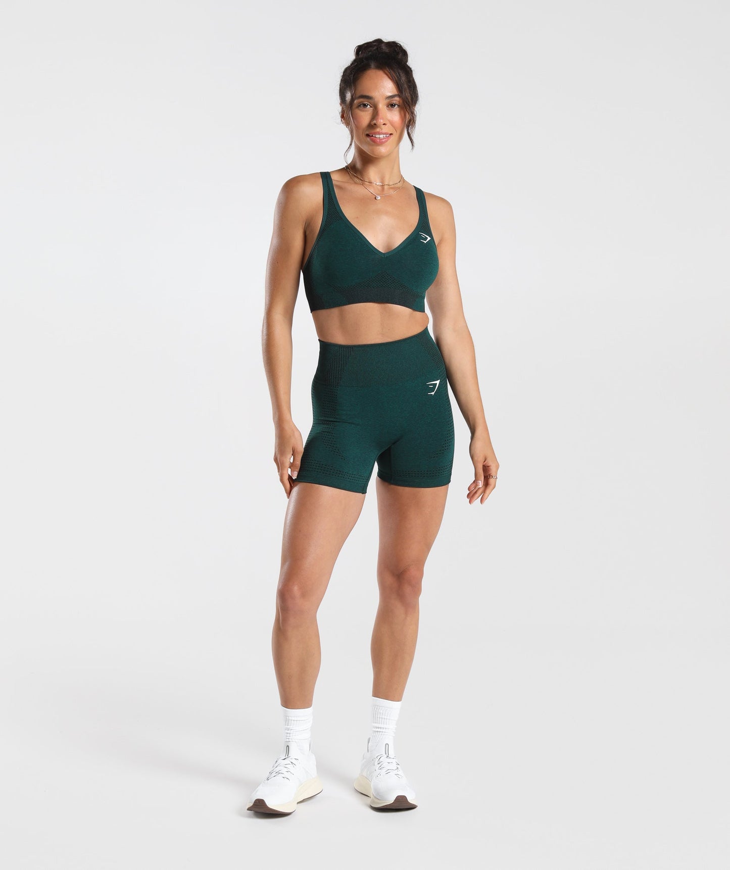 Gymshark Vital Seamless 2.0 V Neck Sports Bra - Deep Teal Marl