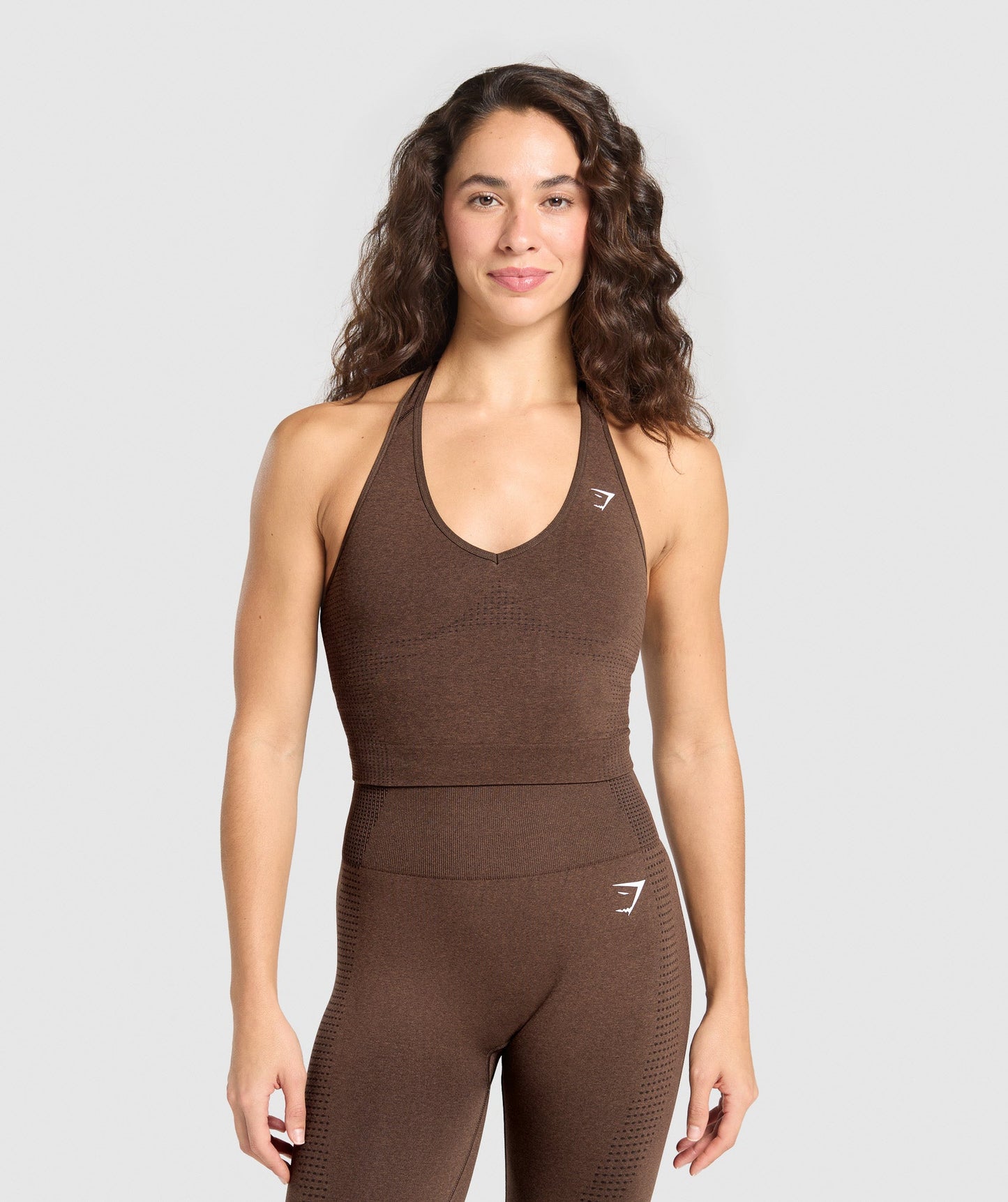 Gymshark Vital Seamless Halter Neck Tank - Espresso Marl