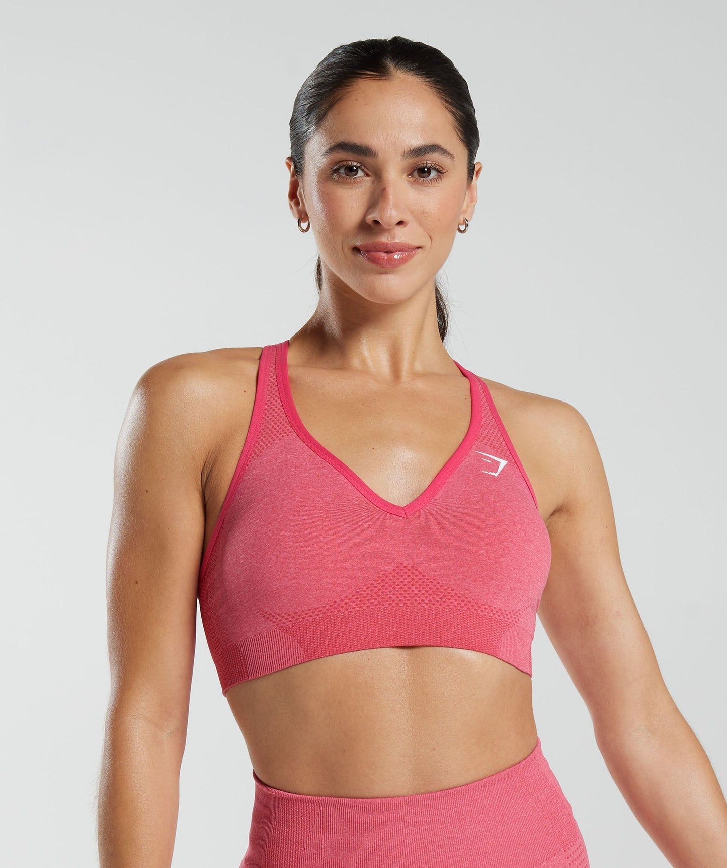Gymshark Vital Seamless 2.0 V Neck Sports Bra - Bright Fuchsia Marl