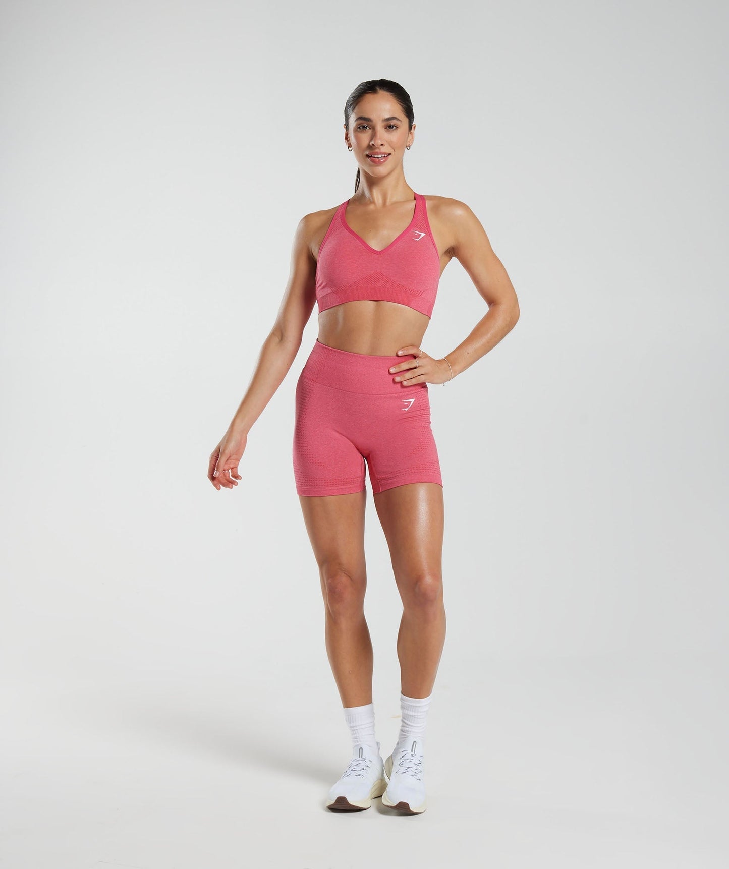 Gymshark Vital Seamless 2.0 V Neck Sports Bra - Bright Fuchsia Marl