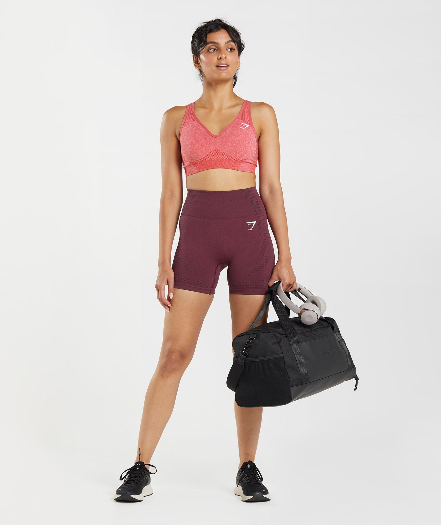 Gymshark Vital Seamless 2.0 V Neck Sports Bra - Chilli Red Marl