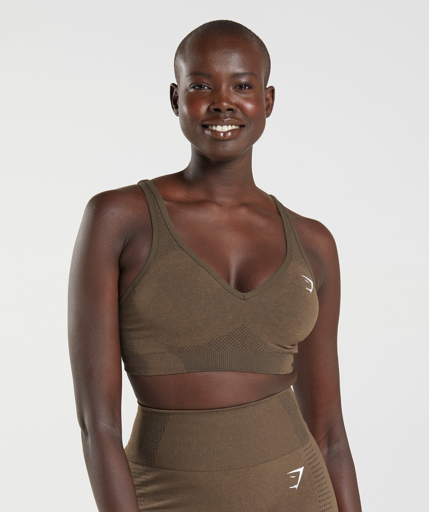 Gymshark Vital Seamless 2.0 V Neck Sports Bra - Espresso Marl
