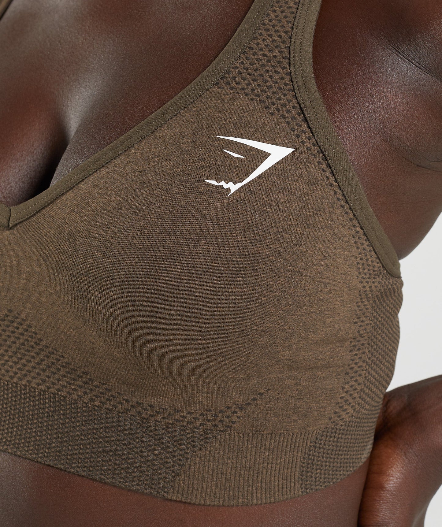 Gymshark Vital Seamless 2.0 V Neck Sports Bra - Espresso Marl