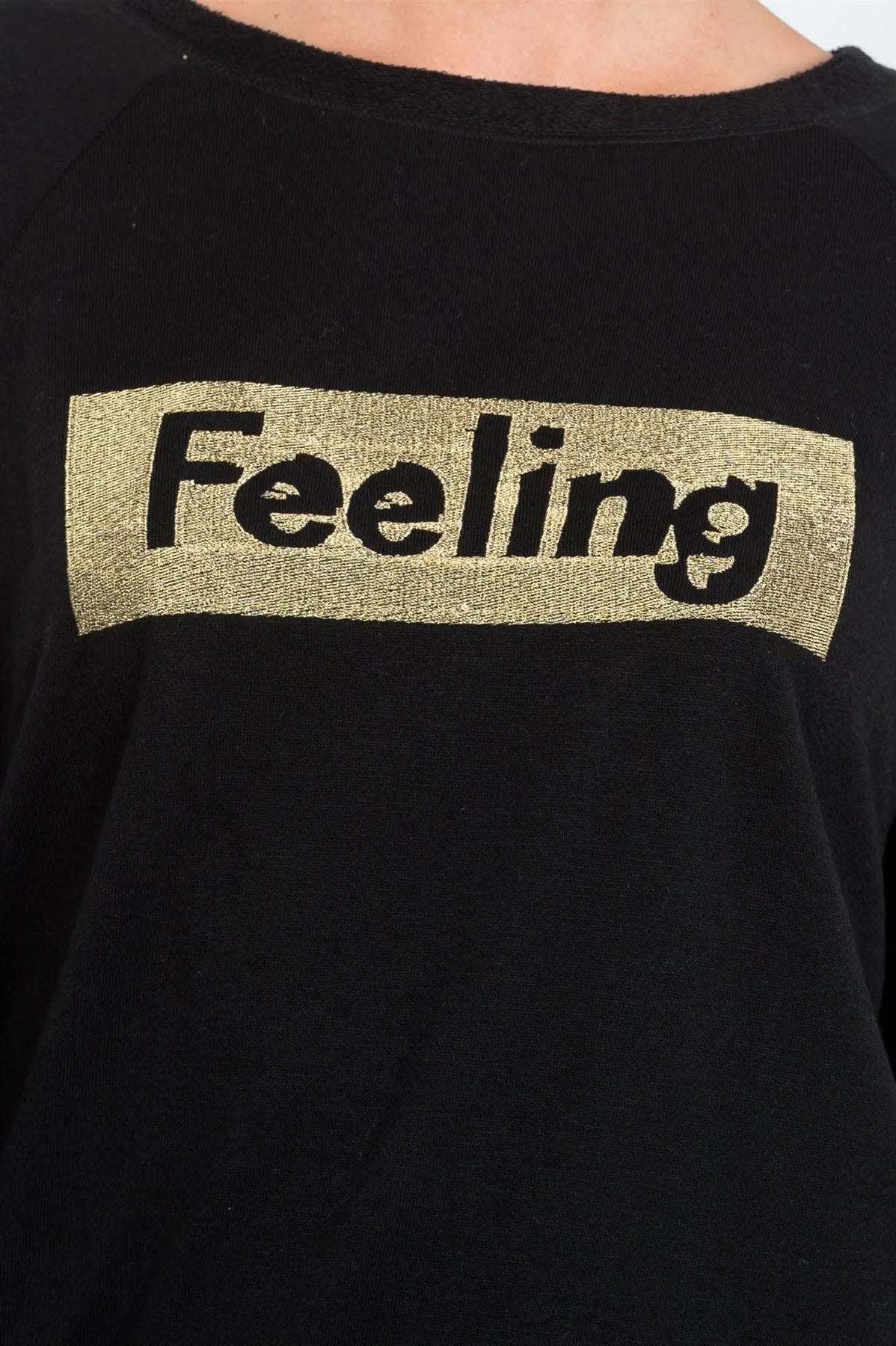 Black Graphic Front FEELING Sweater /3-2-1