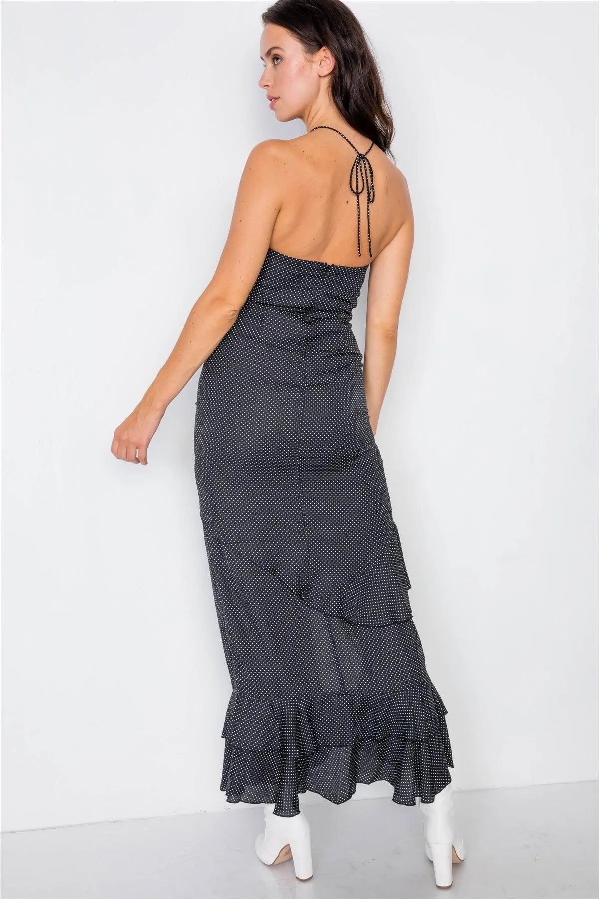Black Halter Top Polkadot Maxi Dress /3-2-1