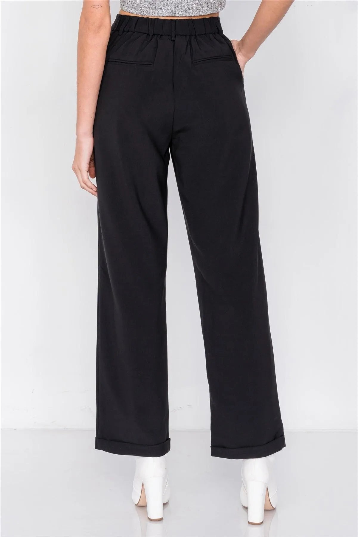 Black Fitted Blazer Office Chic High-Waist Ankle Pant Set /2-1-1