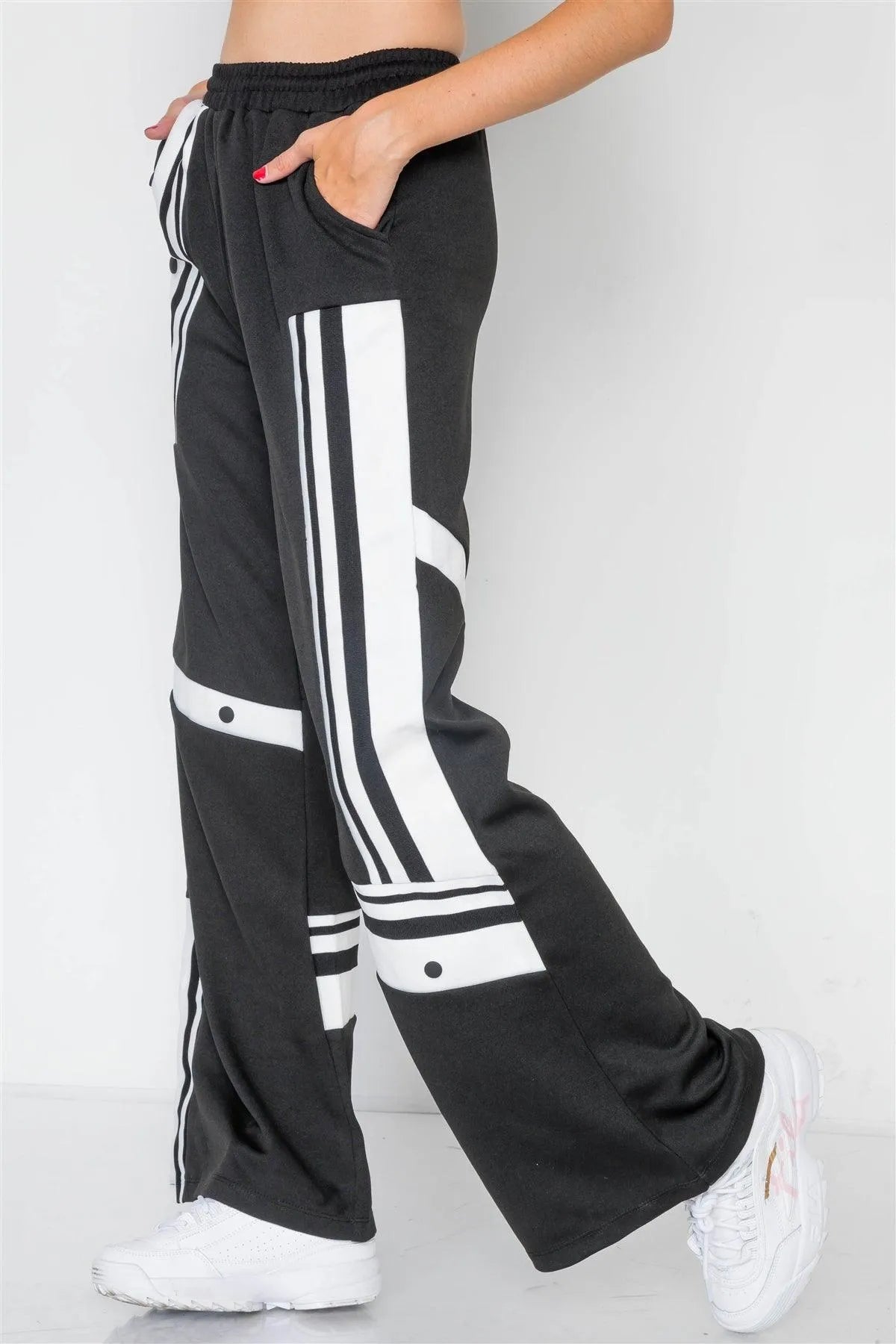 Black Knit Colorblock Crop Sweater Pant Set /2-2-2