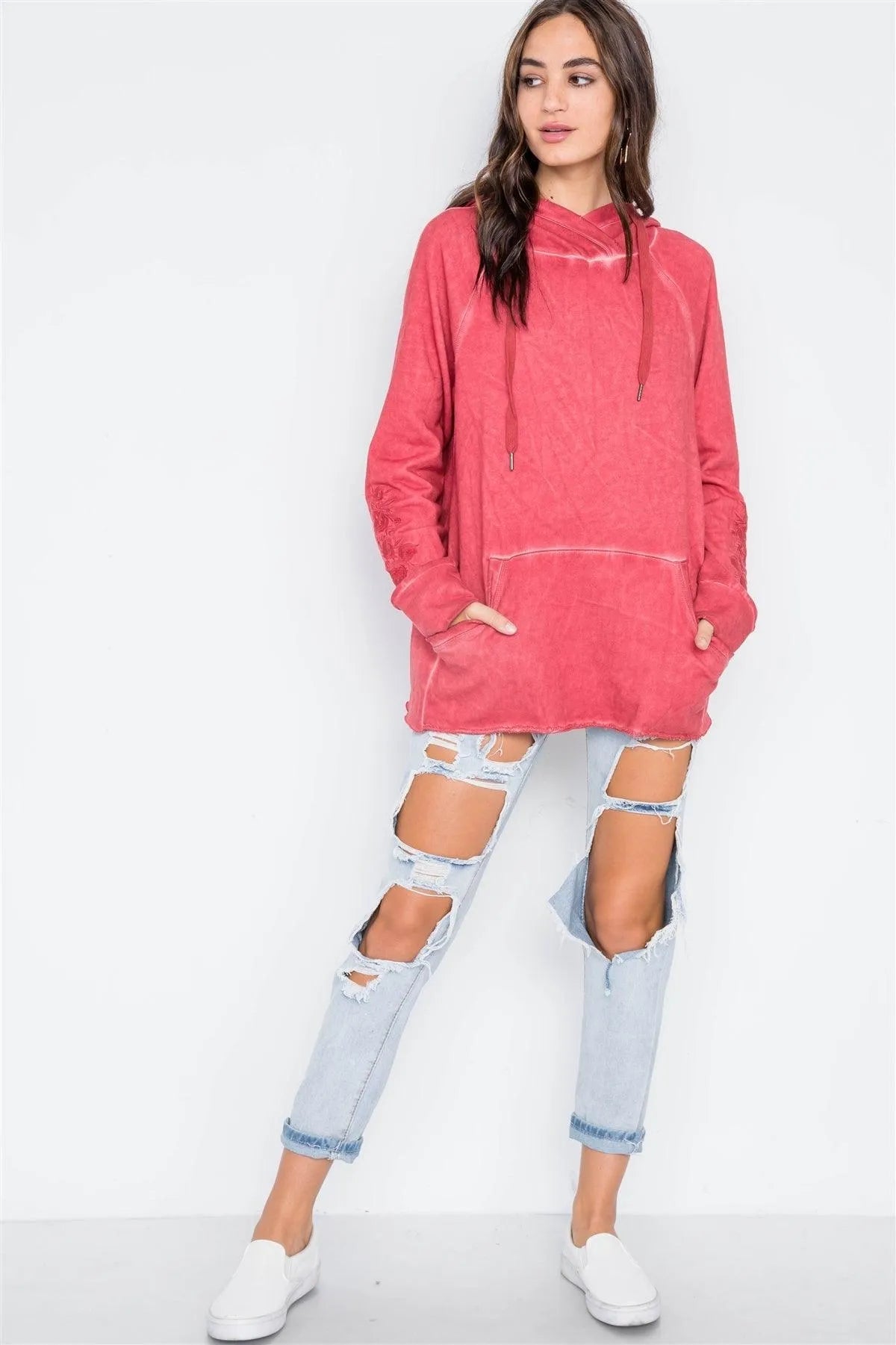 Berry  Long Sleeve Embroidery Hoodie Sweater /2-2-2